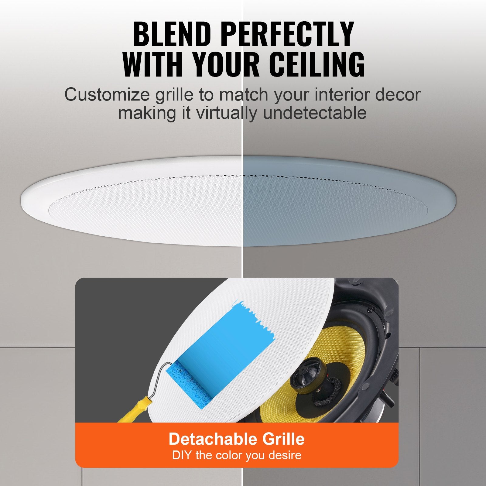 Ceiling Speaker, 203.2mm 200W Flush Mount In-Wall System 8Ω 89dB Single Unit