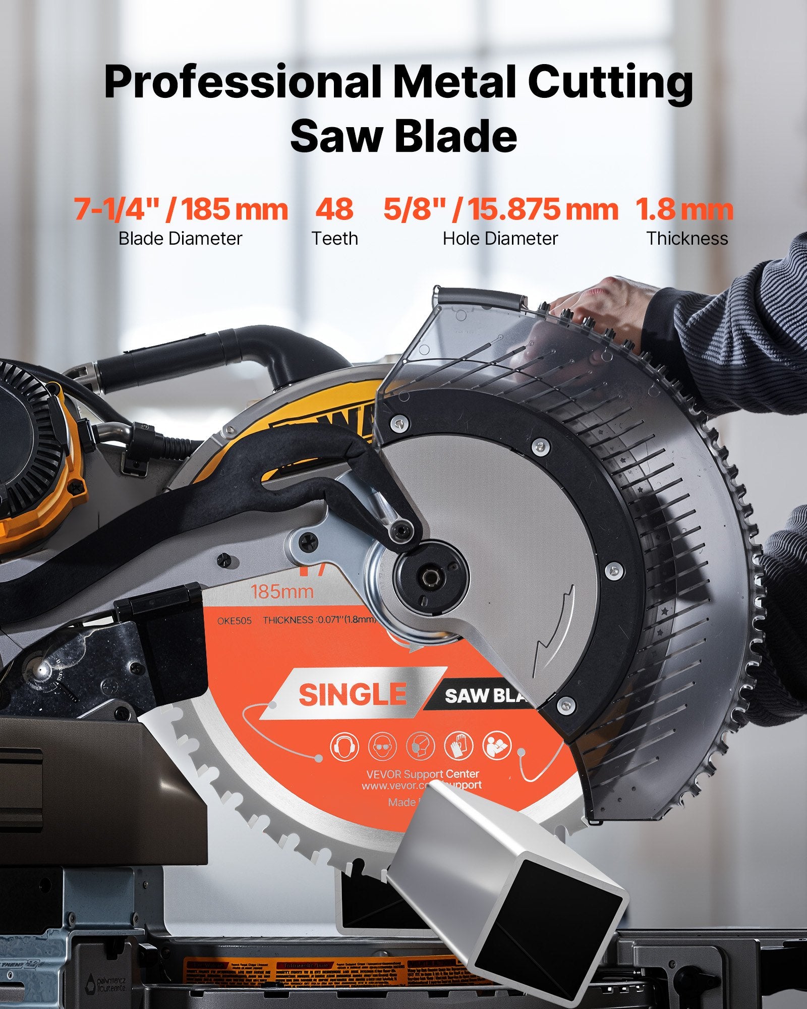 Circular Saw Blade 185mm 48 Teeth 15.875mm Arbor Metal Cutting with Heat Vents