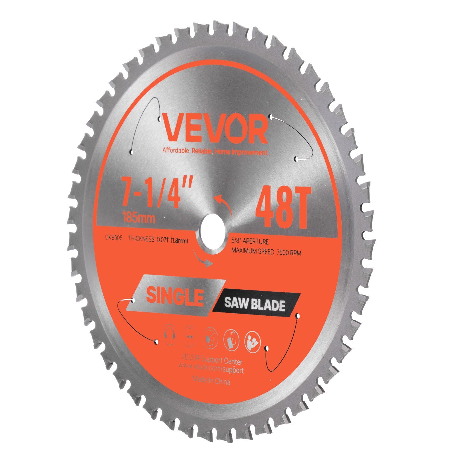 Circular Saw Blade 185mm 48 Teeth 15.875mm Arbor Metal Cutting with Heat Vents