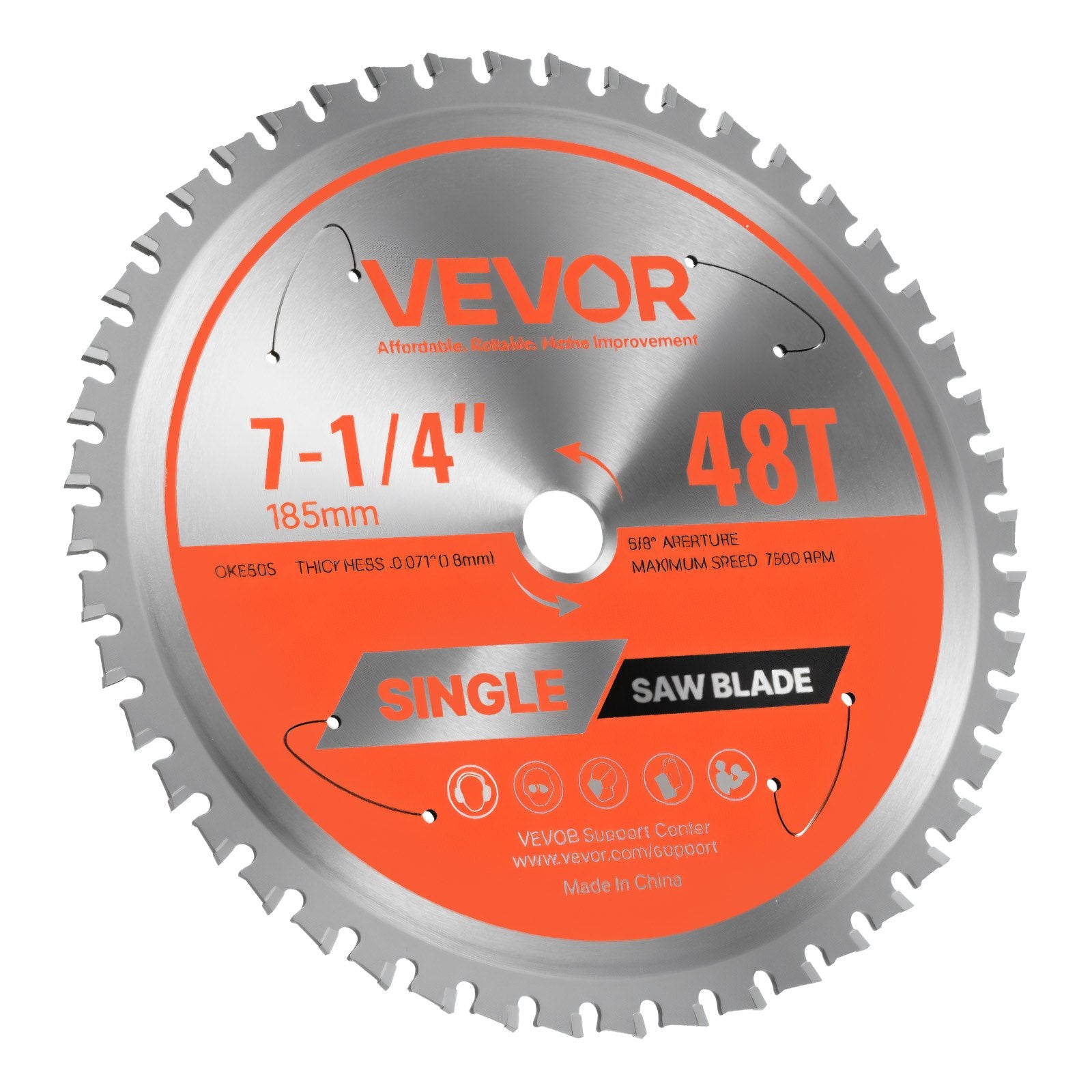 Circular Saw Blade 185mm 48 Teeth 15.875mm Arbor Metal Cutting with Heat Vents