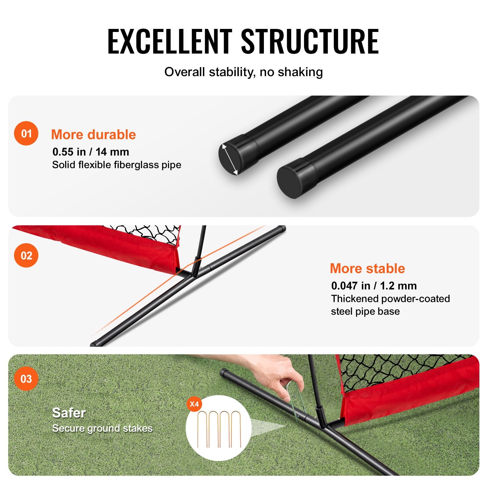 Barricade Backstop Net 7x7ft Portable Ball Sports Barrier with Carry Bag