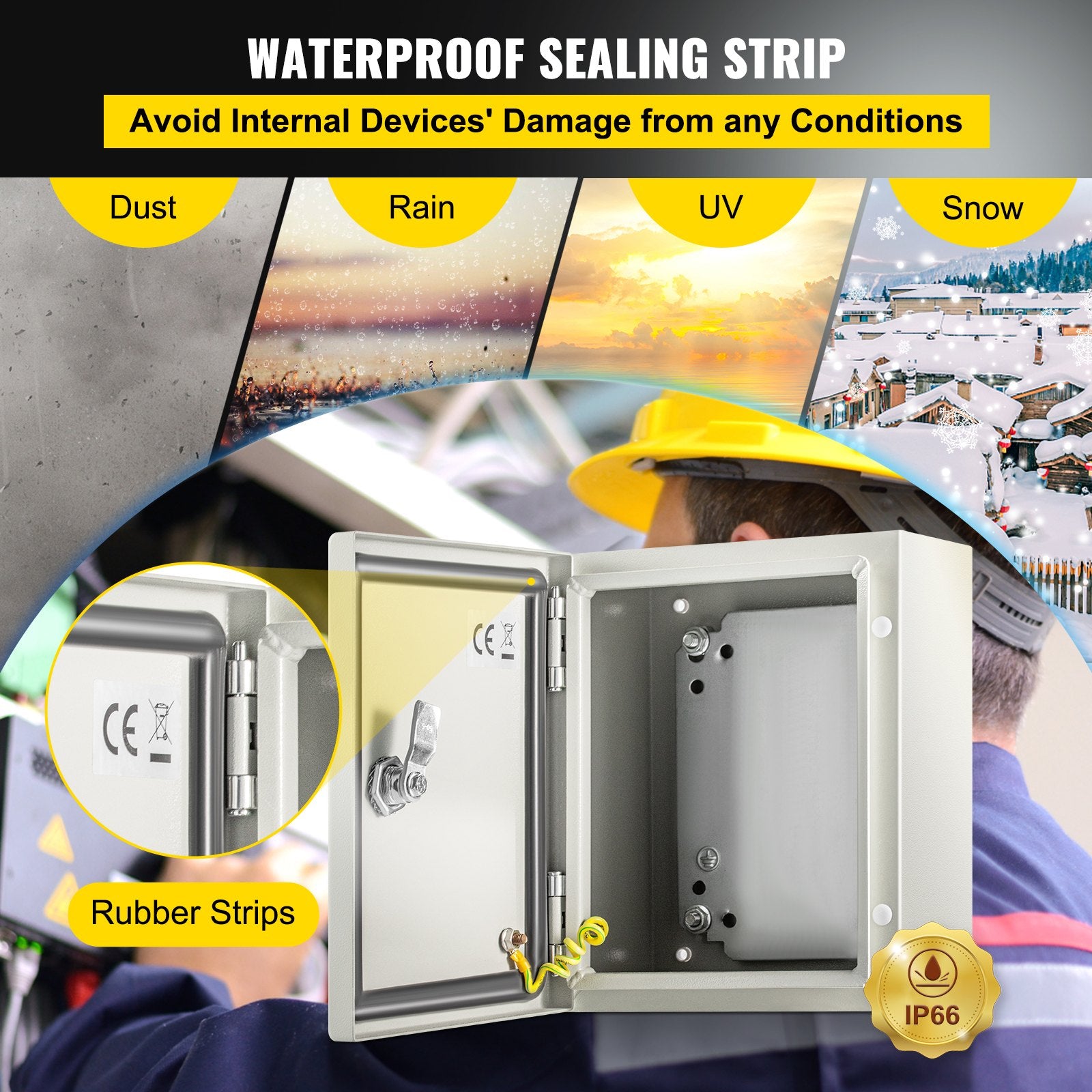 Electrical Enclosure 25x20x15cm NEMA 4X Steel IP66 Waterproof Junction Box