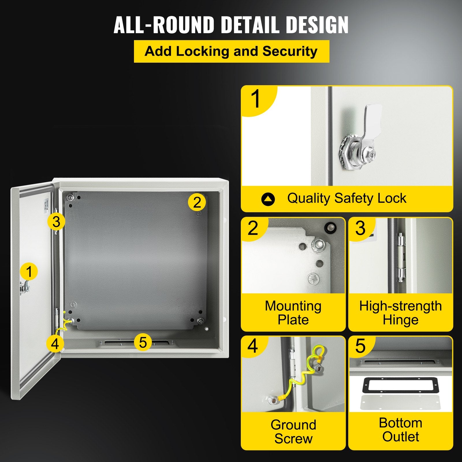 NEMA Steel Enclosure 12x12x6 Inch 4X IP66 Waterproof Dustproof Electrical Box