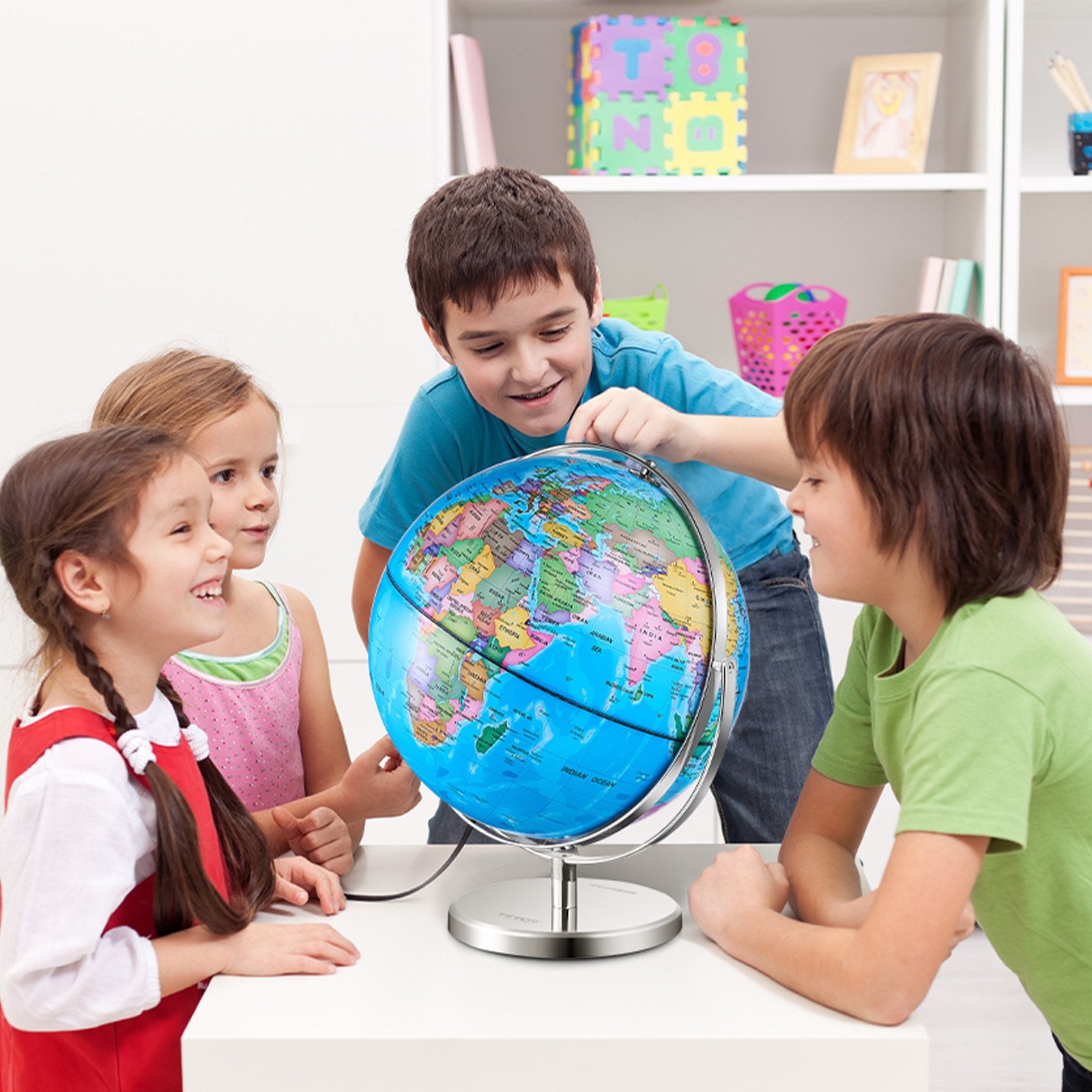 Rotating World Globe with Stand 330.2mm Educational Geographic Globe for Kids