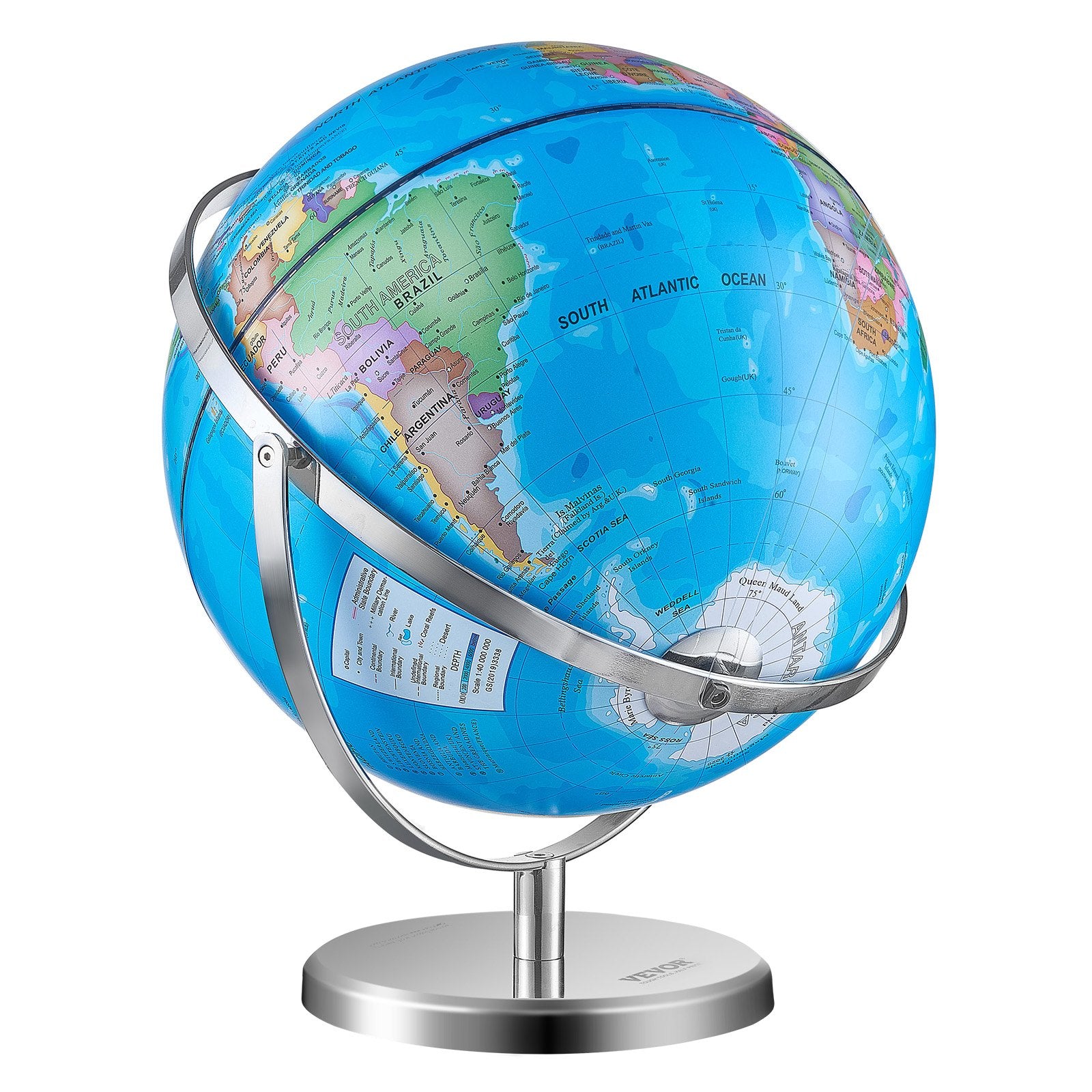 Rotating World Globe with Stand 330.2mm Educational Geographic Globe for Kids