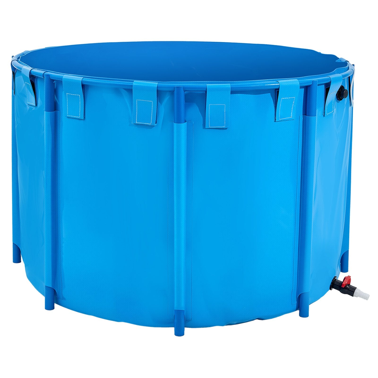 Canvas Fish Pond 1700L, Foldable PVC Koi Tank with Frame & Drain Valve, Blue