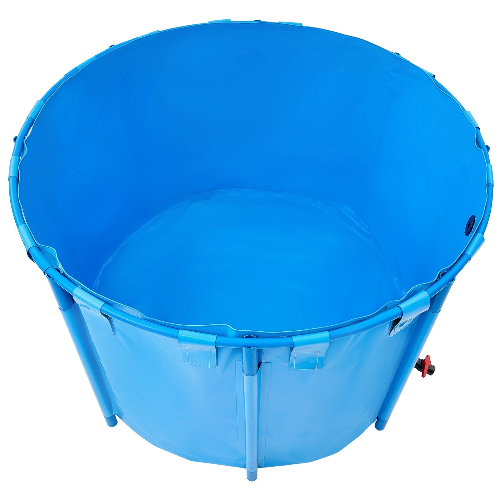 Canvas Fish Pond 1700L, Foldable PVC Koi Tank with Frame & Drain Valve, Blue