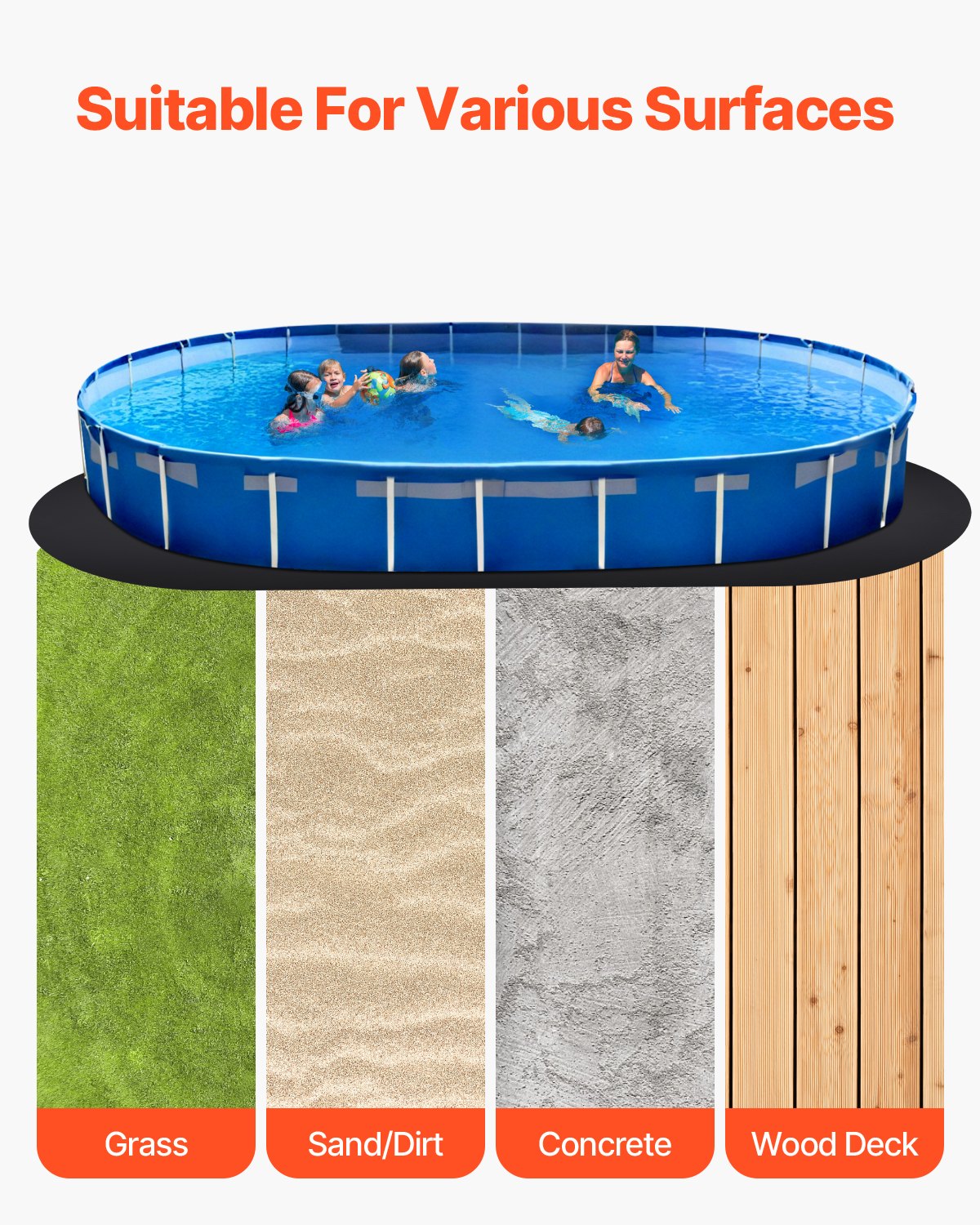 Oval Pool Liner Pad 15x30ft Extra-Thick Recycled Geotextile Underlayment Pools