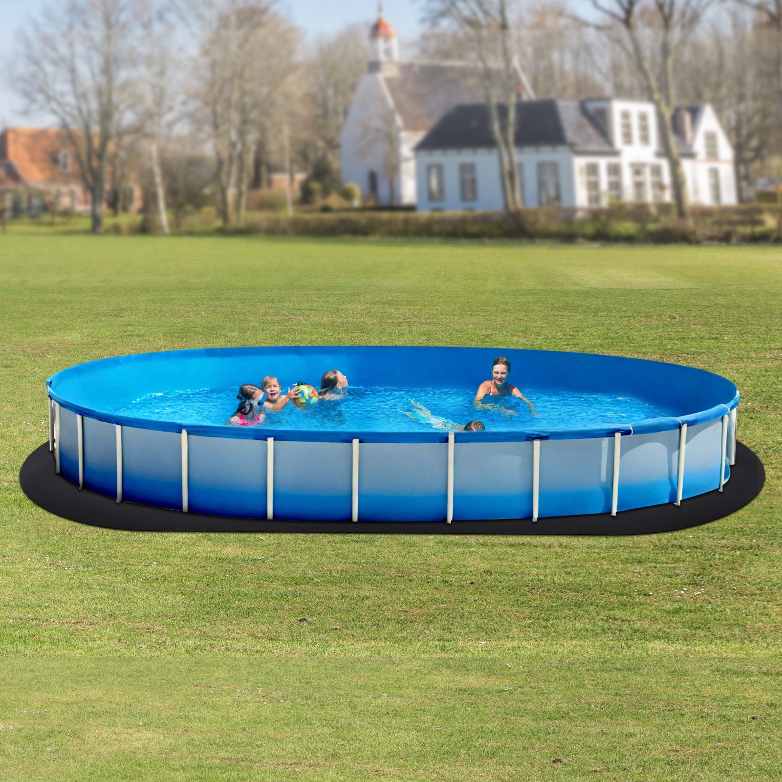 Oval Pool Liner Pad 15x30ft Extra-Thick Recycled Geotextile Underlayment Pools