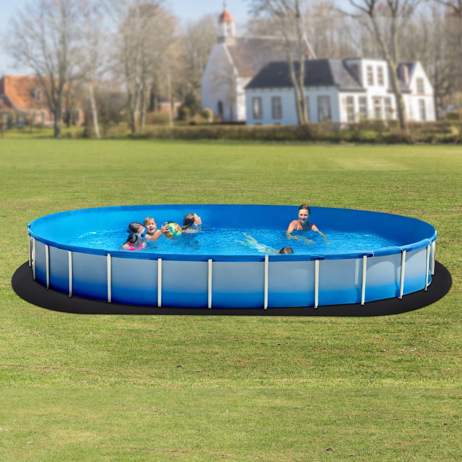 Oval Pool Liner Pad 12x24ft Extra-Thick Recycled Geotextile Underlayment Pools