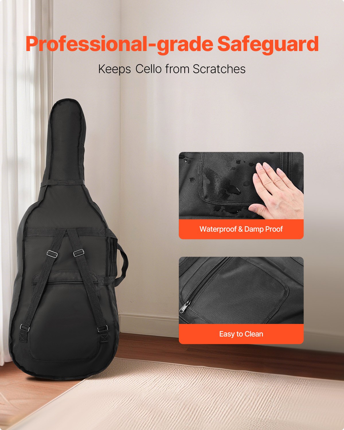 Cello Case 4/4 Full Size Nylon Waterproof Portable Travel Bag Straps Handle