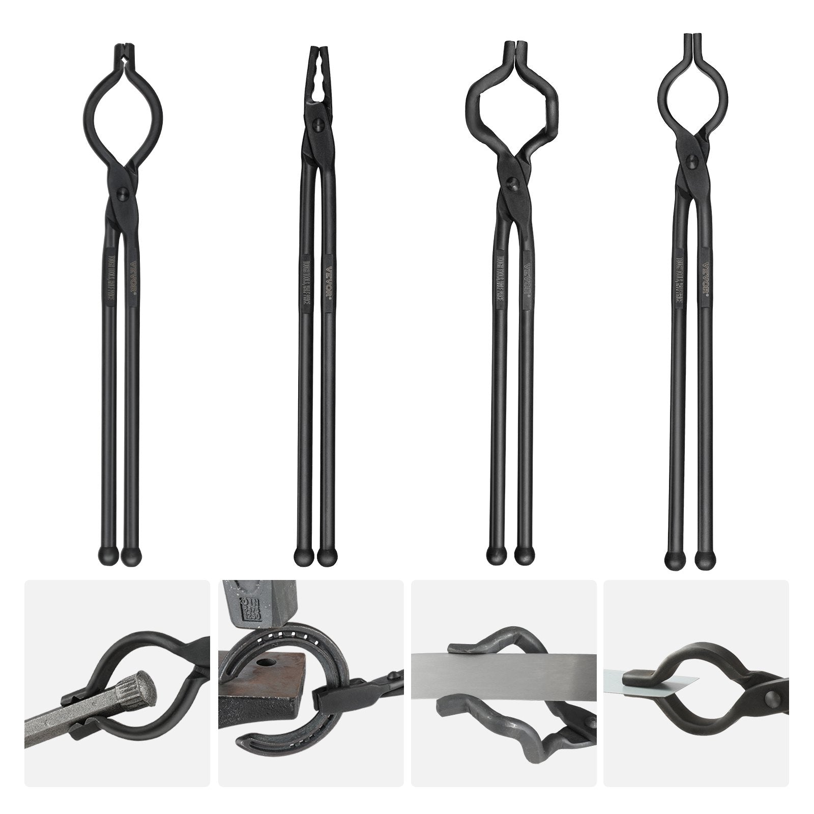 Blacksmith Tongs 4PCS V-Bit Wolf Jaw Z V-Bit Gripping Carbon Steel A3 Rivets