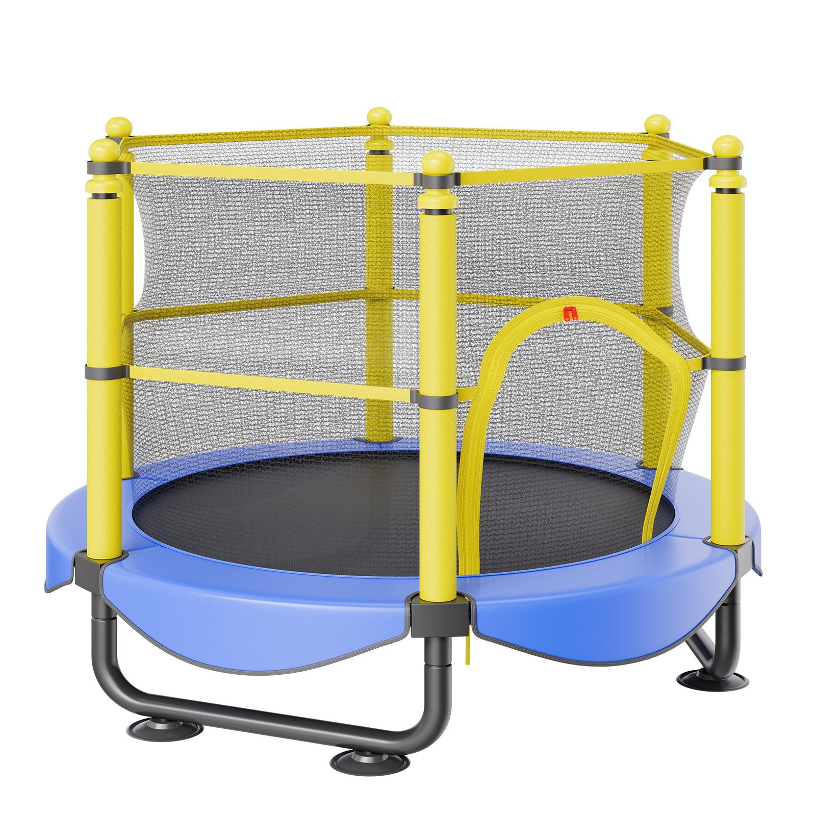 5FT Kids Trampoline 60" Indoor Outdoor with Safety Net, Basketball Hoop & Balls