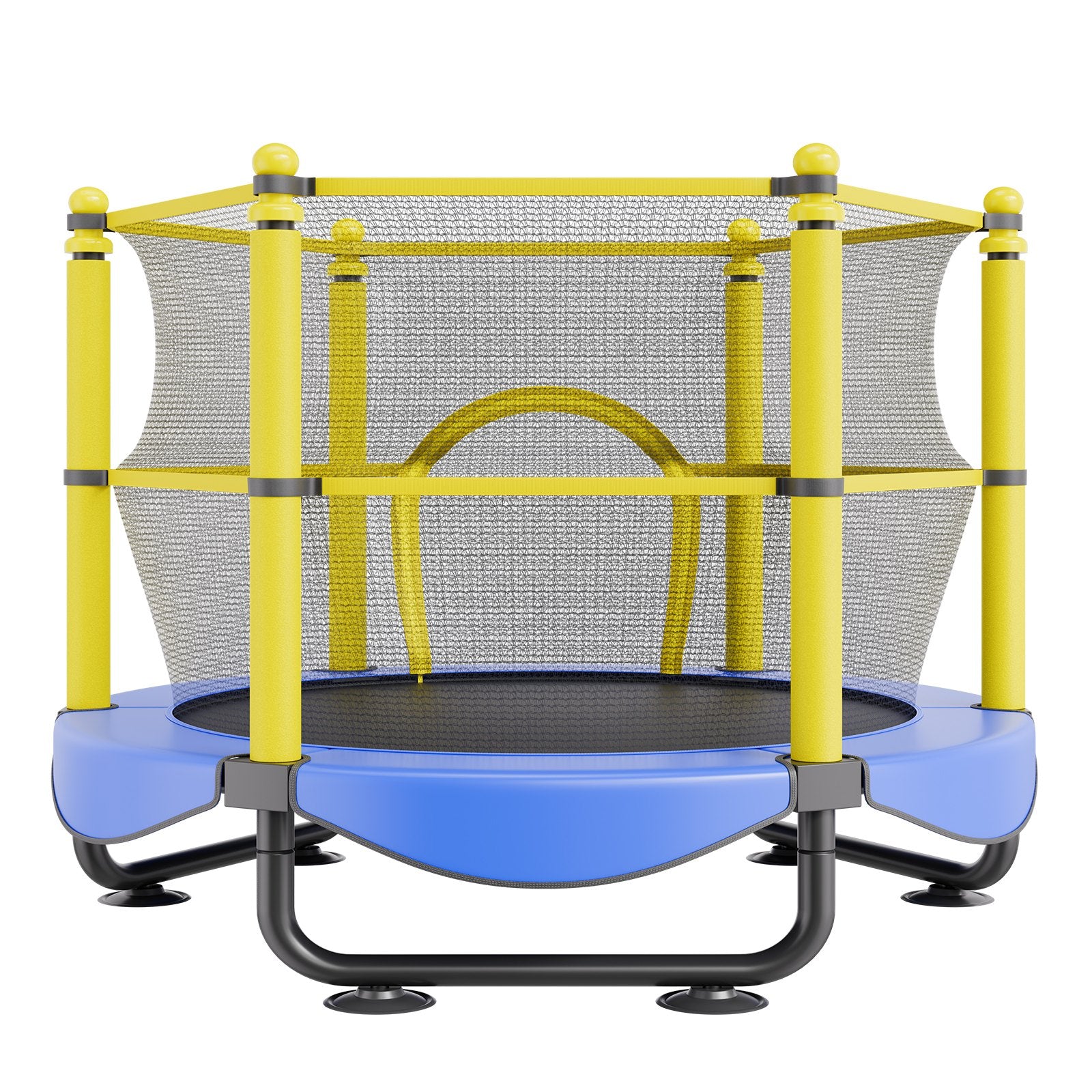 5FT Kids Trampoline 60" Indoor Outdoor with Safety Net, Basketball Hoop & Balls