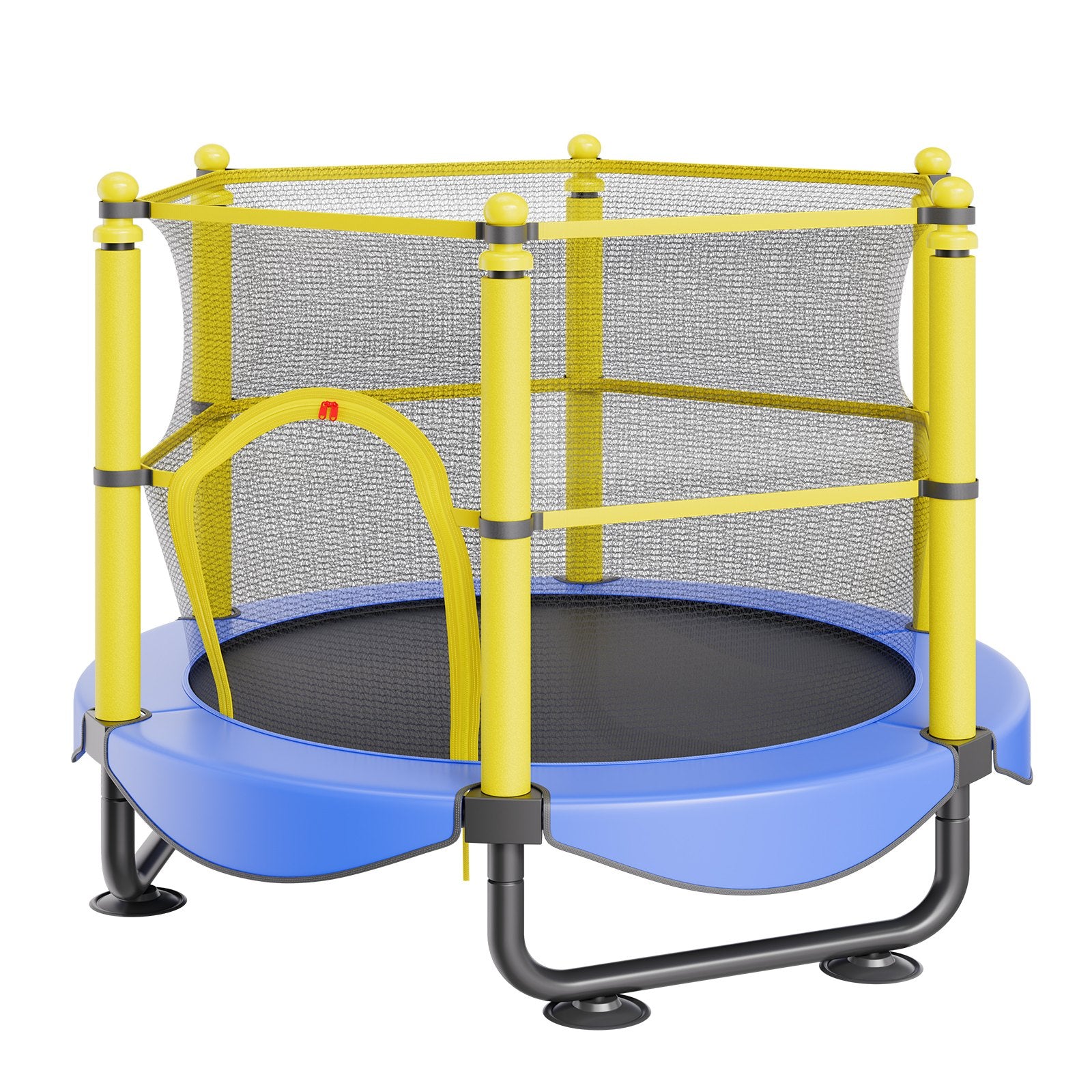 5FT Kids Trampoline 60" Indoor Outdoor with Safety Net, Basketball Hoop & Balls