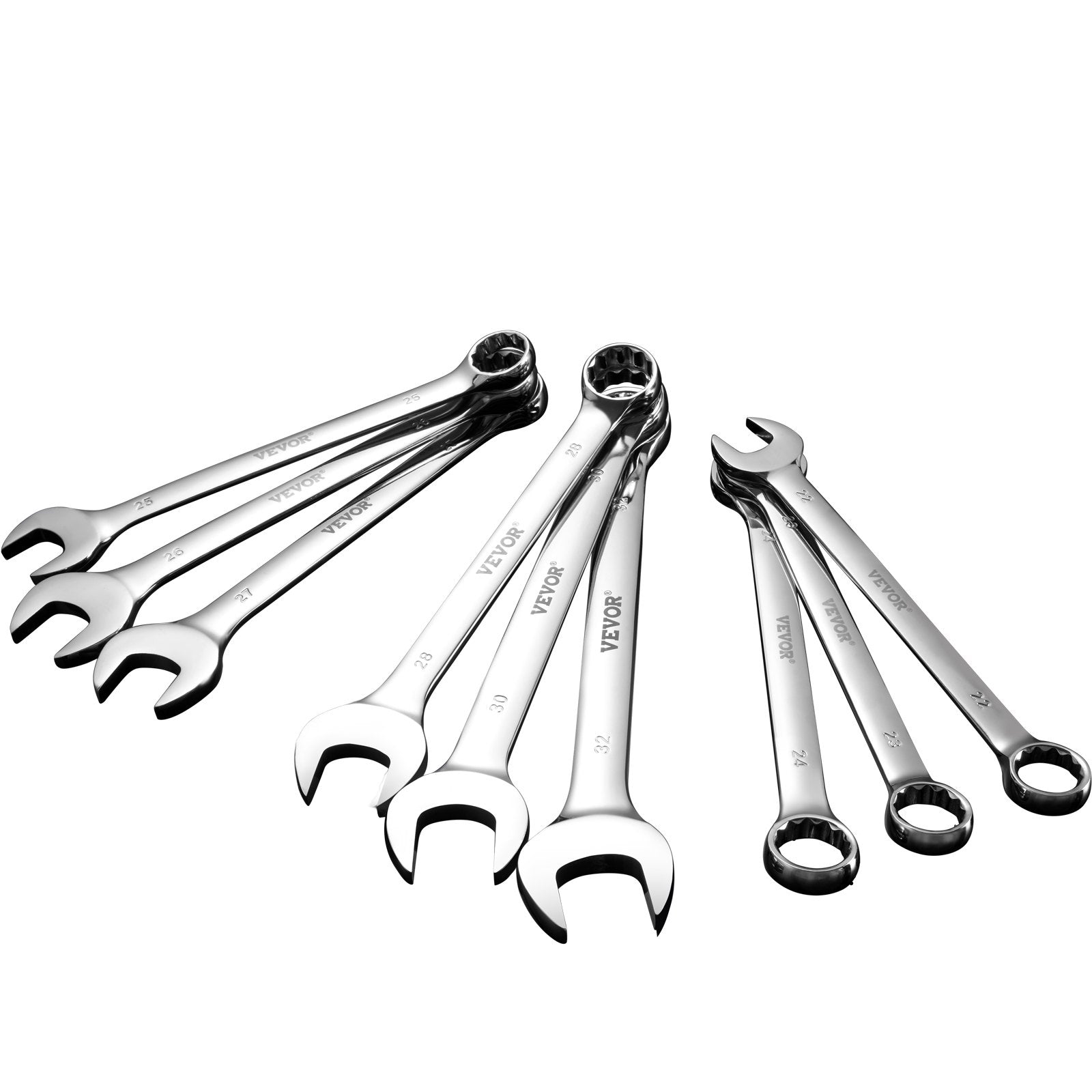 Combination Wrench Set, 25-Piece Metric 6-32mm with Roll-Up Pouch, Carbon Steel