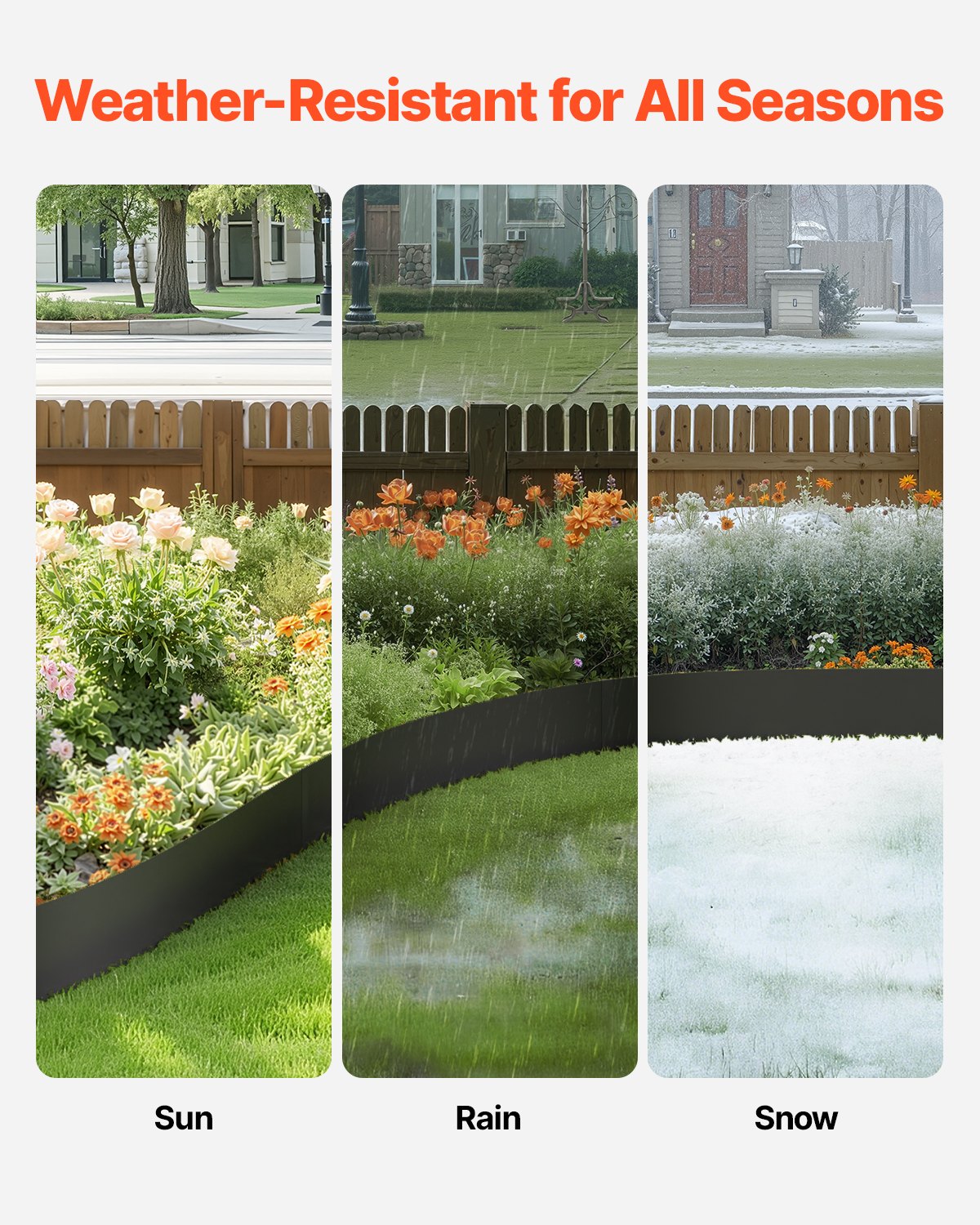 Steel Landscape Edging 3 Pack 1016x203mm Rust-Resistant Bendable Heavy-Duty
