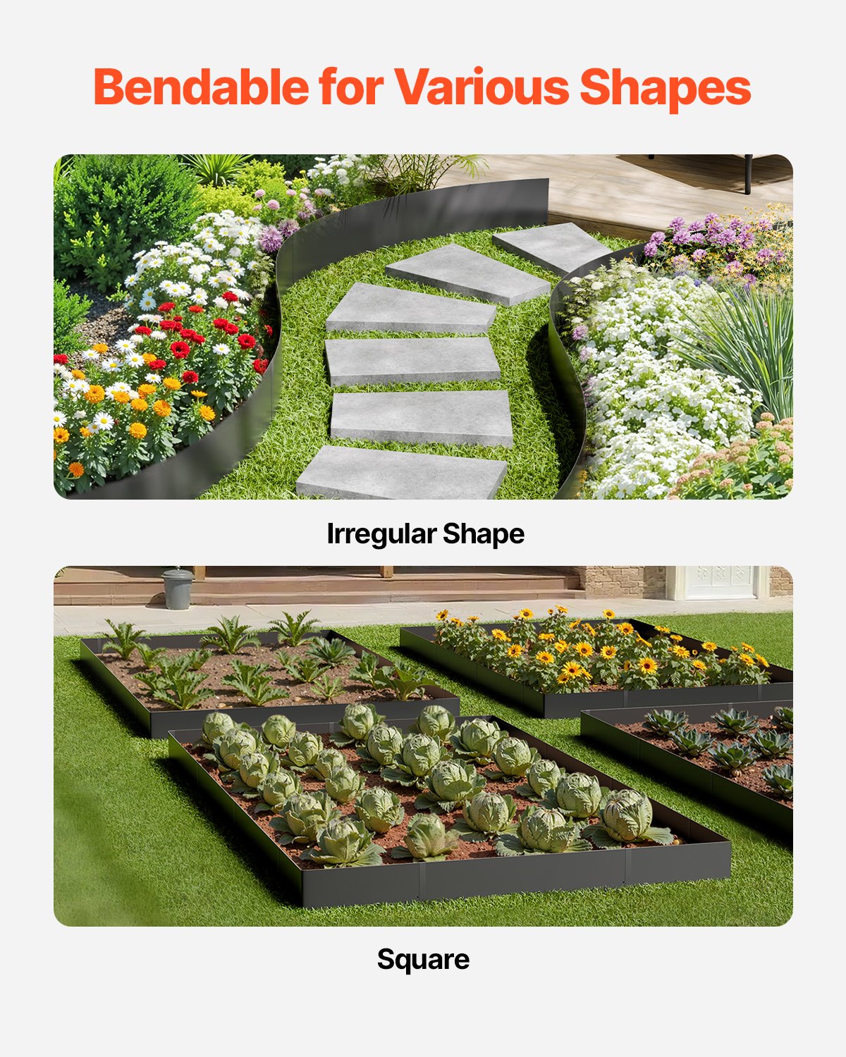 Steel Landscape Edging 3 Pack 1016x203mm Rust-Resistant Bendable Heavy-Duty