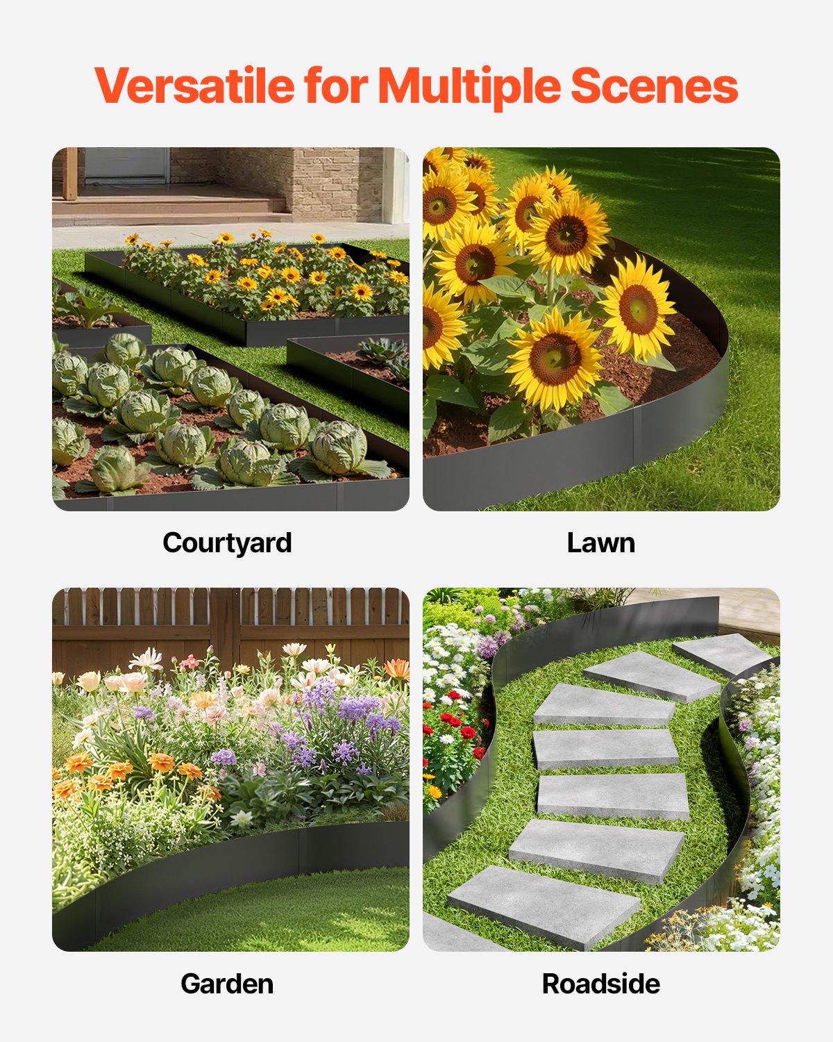 Steel Landscape Edging 3 Pack 1016x203mm Rust-Resistant Bendable Heavy-Duty