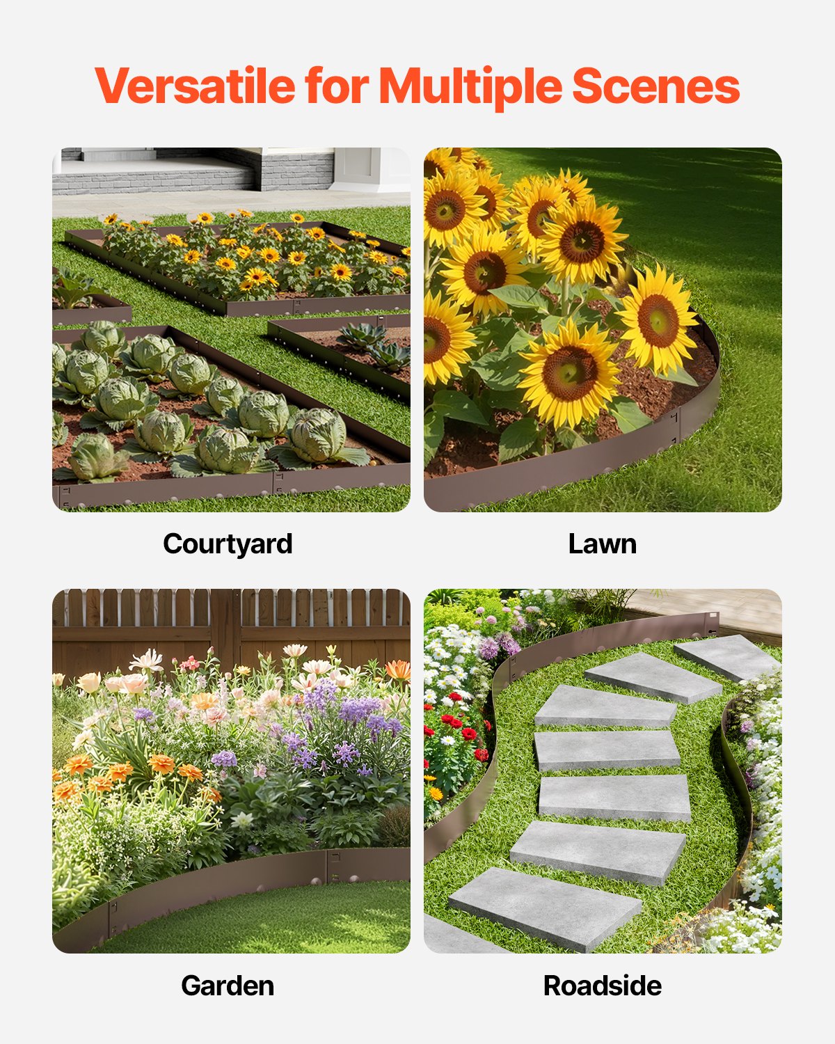 Steel Landscape Edging 5 Pack 990x181mm Rust-Resistant Bendable Heavy-Duty