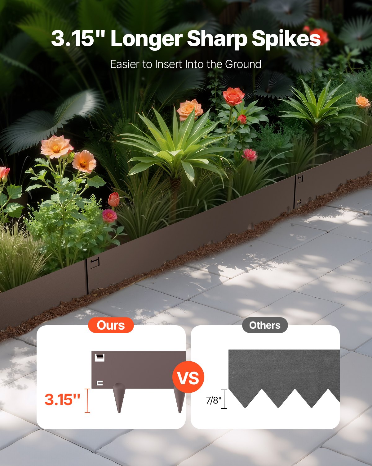 Landscape Edging Steel 5-Pack 990x207mm Rust-Resistant Bendable Garden Brown