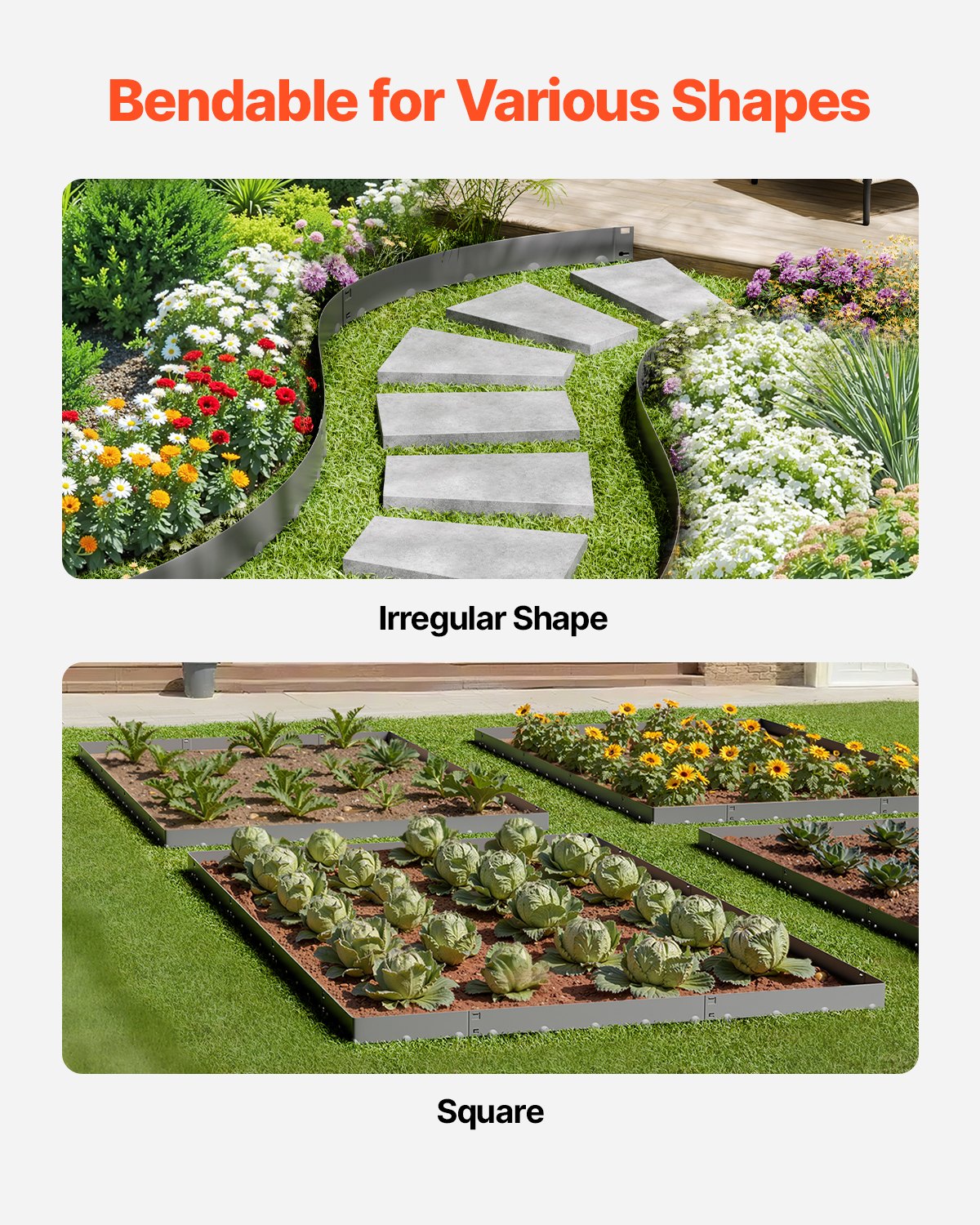 Steel Landscape Edging 5 Pack 990x156mm Rust-Resistant Bendable Heavy-Duty
