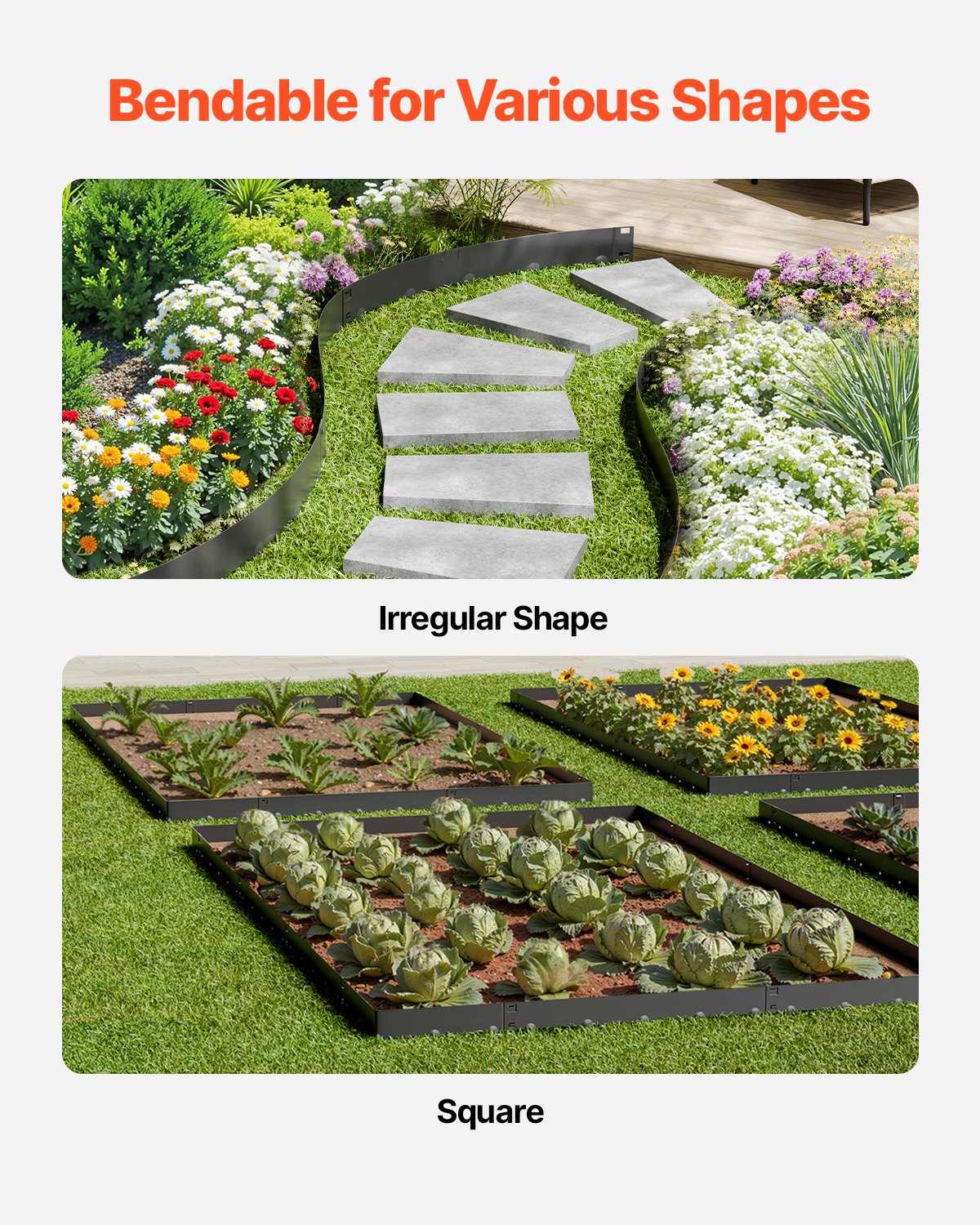 Steel Landscape Edging 5 Pack 990x181mm Rust-Resistant Bendable Heavy-Duty Black