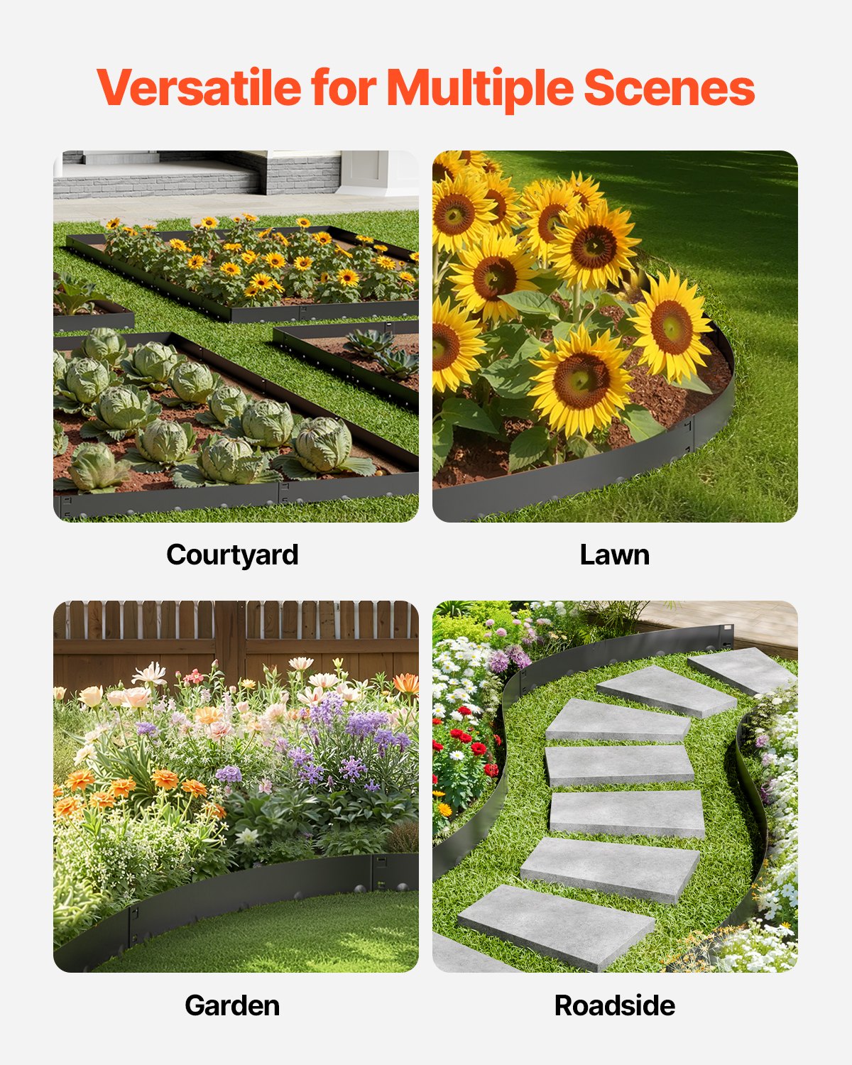 Steel Landscape Edging 5 Pack 990x181mm Rust-Resistant Bendable Heavy-Duty Black