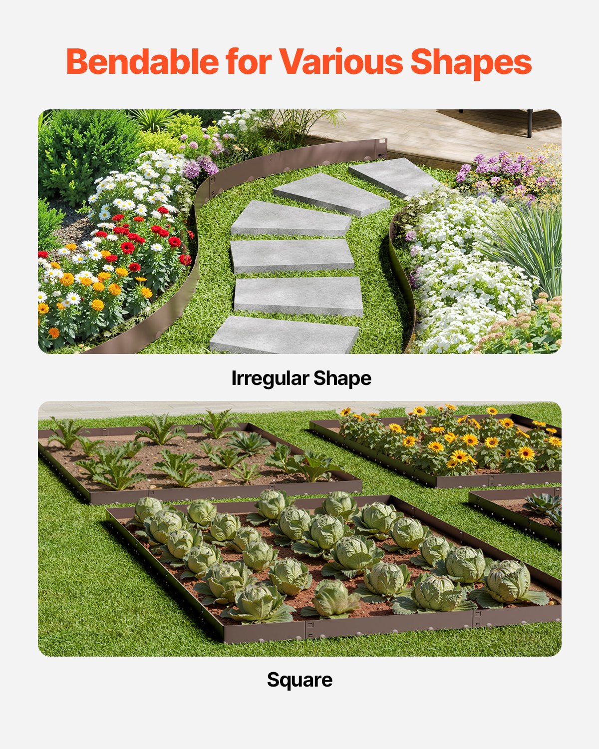 Steel Landscape Edging 5 Pack 990x156mm Rust-Resistant Bendable Heavy-Duty Brown