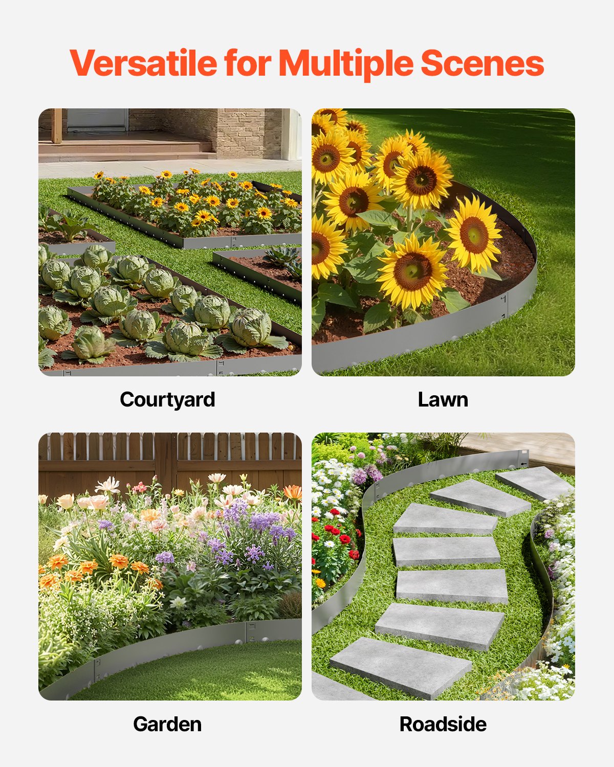 Steel Landscape Edging 5Pack 990x181mm Rust-Resistant Bendable Heavy Duty Gray
