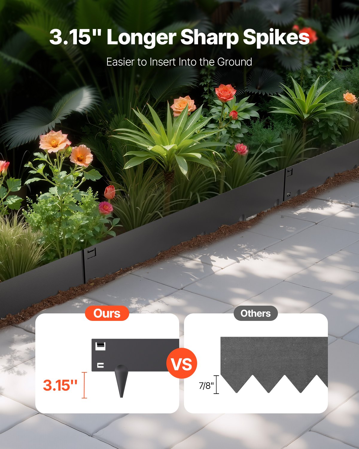 Landscape Edging Steel 5-Pack 990x207mm Rust-Resistant Bendable Garden Black