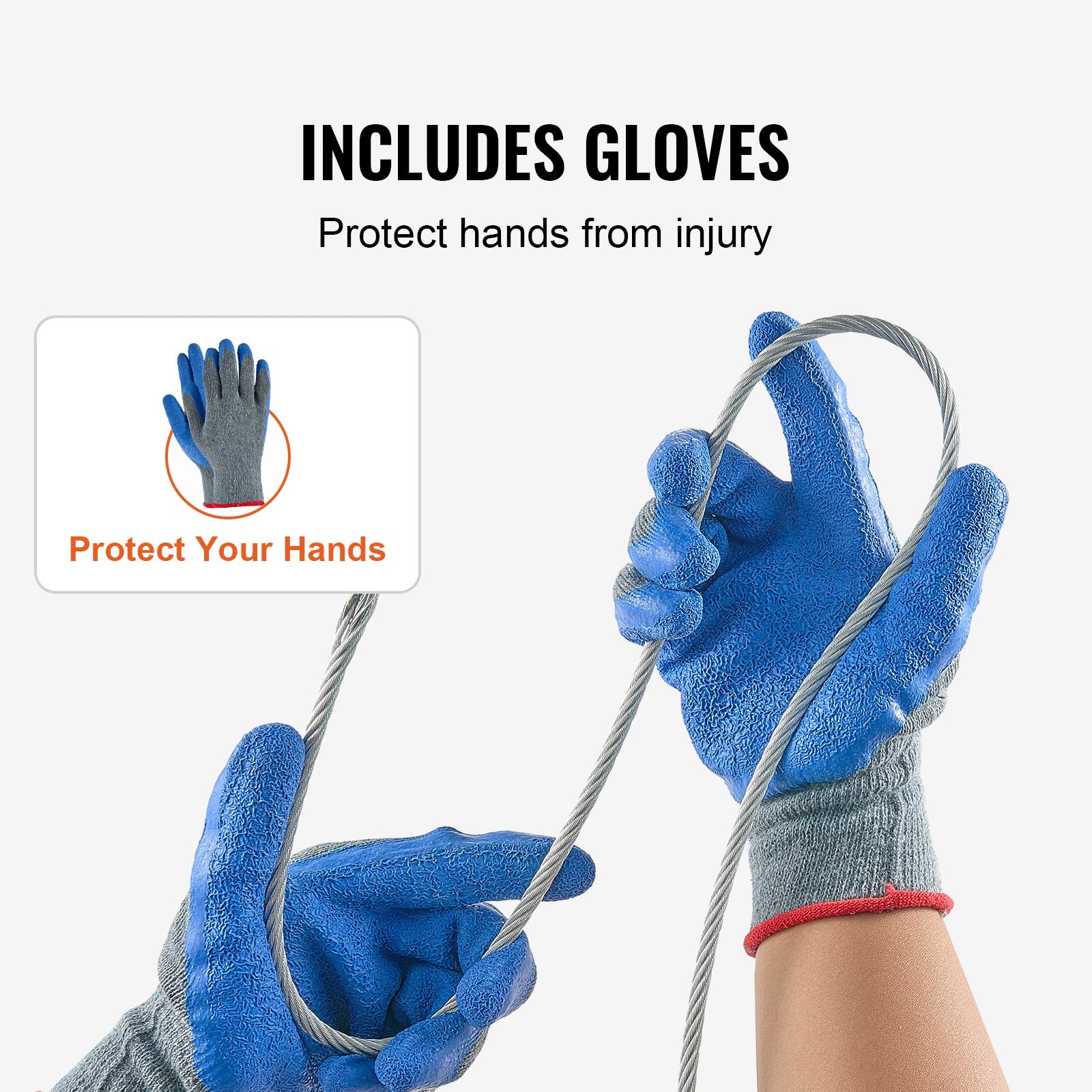 Wire Rope 6.35mm 76.2m Zinc Galvanized Carbon Steel Cable with Gloves 31.1KN