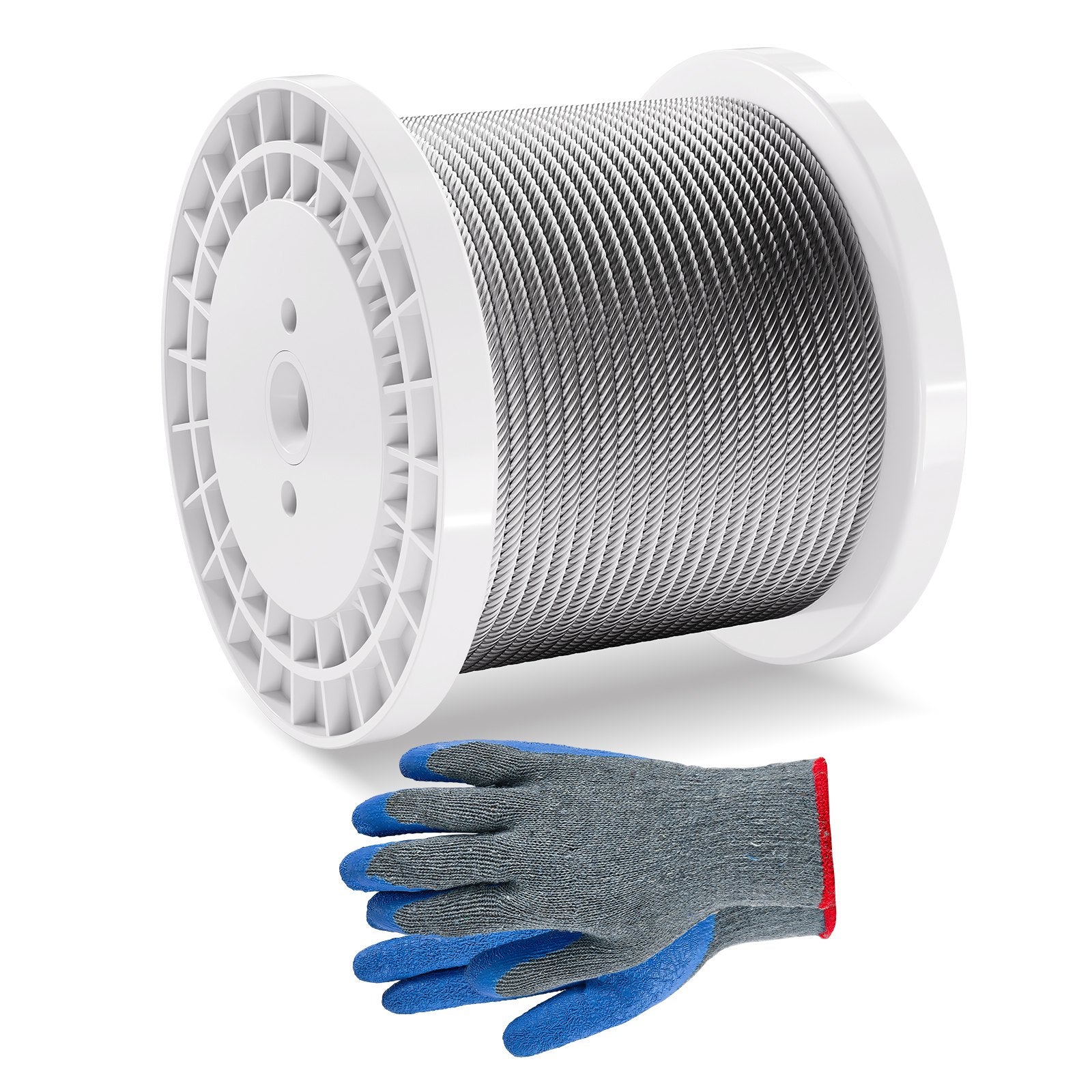 Wire Rope 6.35mm 76.2m Zinc Galvanized Carbon Steel Cable with Gloves 31.1KN