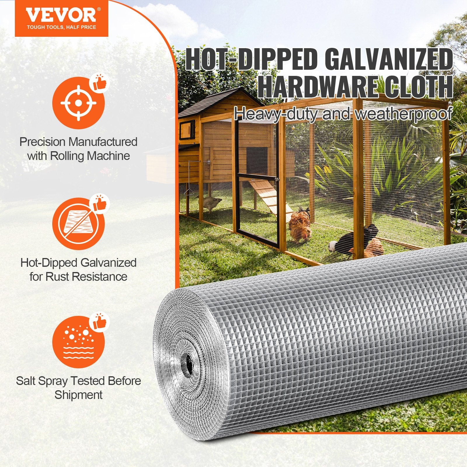 Hardware Cloth 1/4 in 36 in x 100 ft 23 Gauge Galvanized Wire Mesh Roll