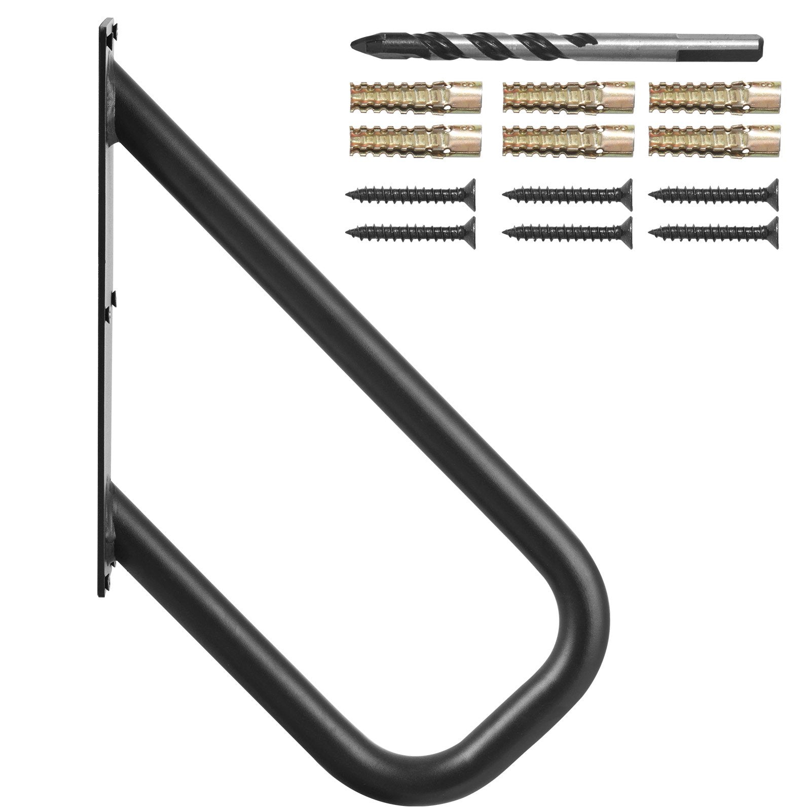 Handrails Outdoor Steps 18.9 Wall Mount Safety Rail Matte Black for 1-2 Steps