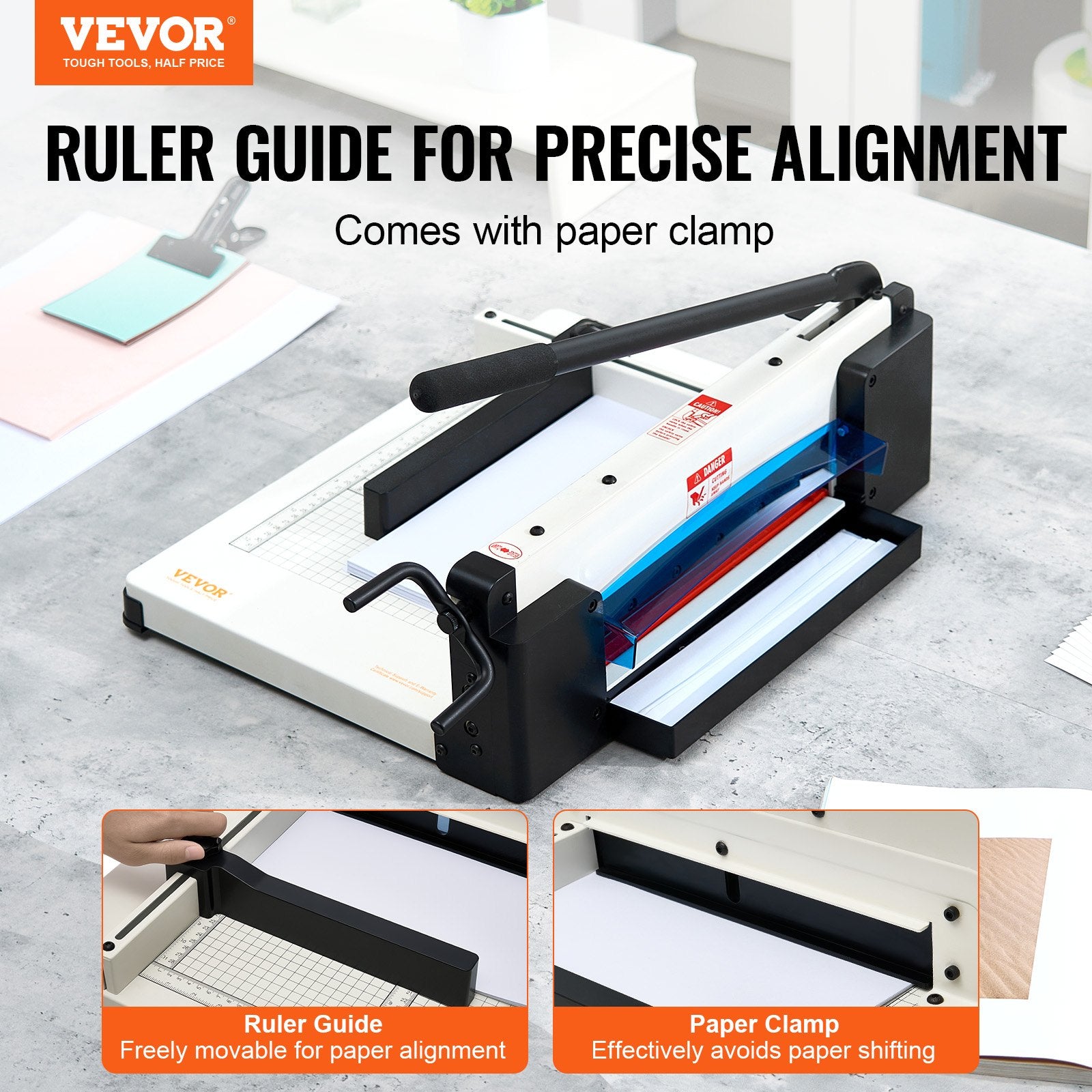 Heavy Duty 304.8mm Guillotine Paper Cutter A4 400 Sheet Capacity Steel Base