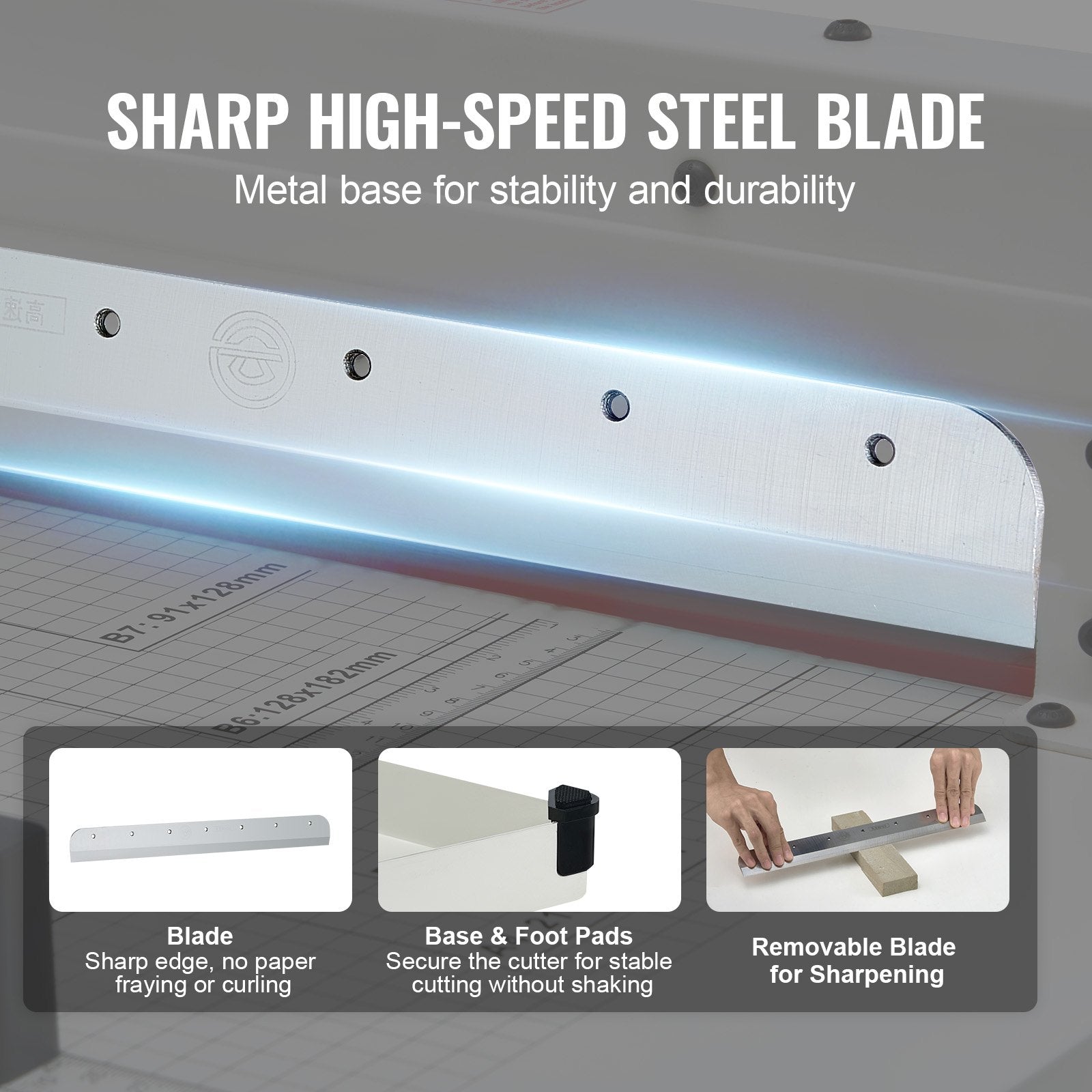 Heavy Duty 304.8mm Guillotine Paper Cutter A4 400 Sheet Capacity Steel Base