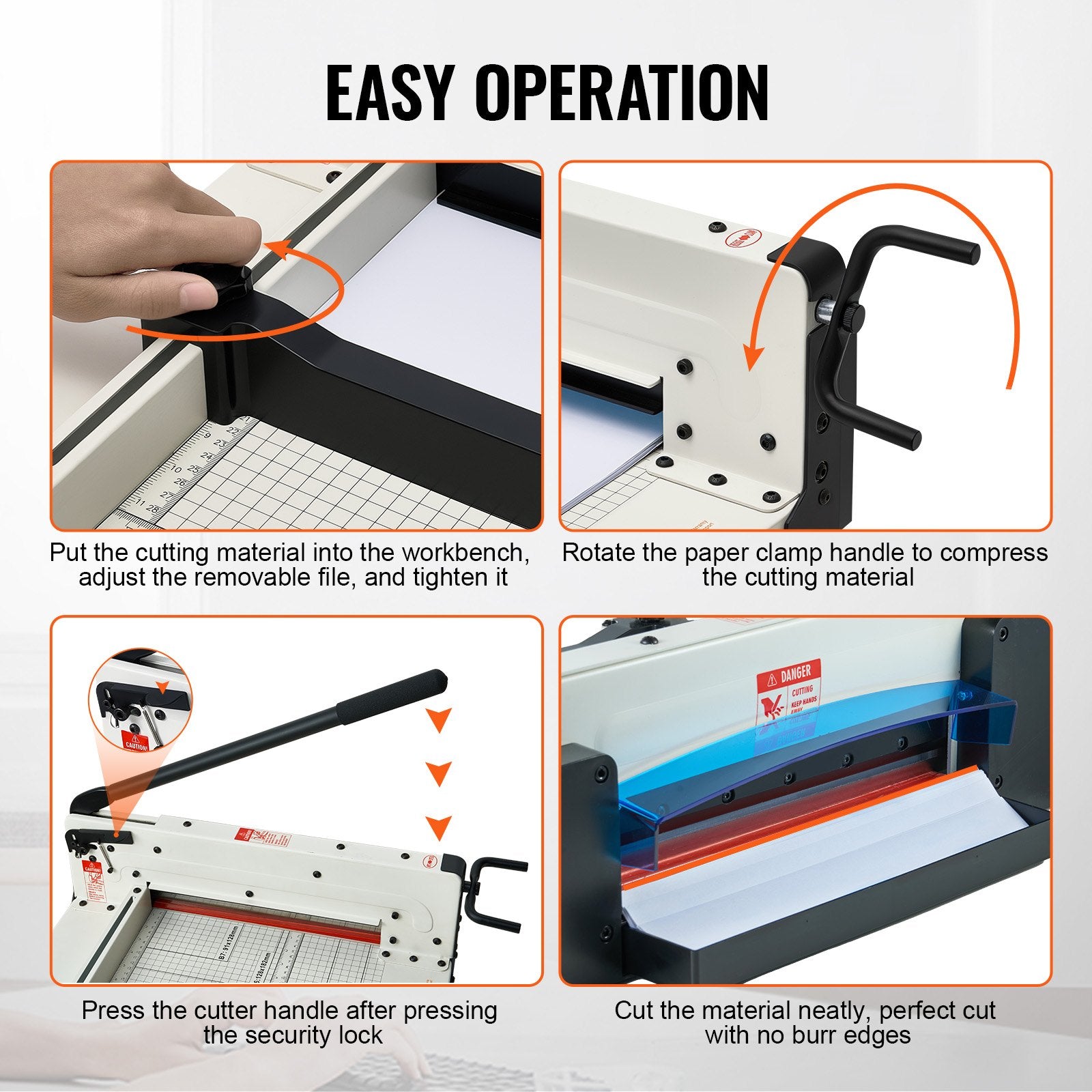 Heavy Duty 304.8mm Guillotine Paper Cutter A4 400 Sheet Capacity Steel Base
