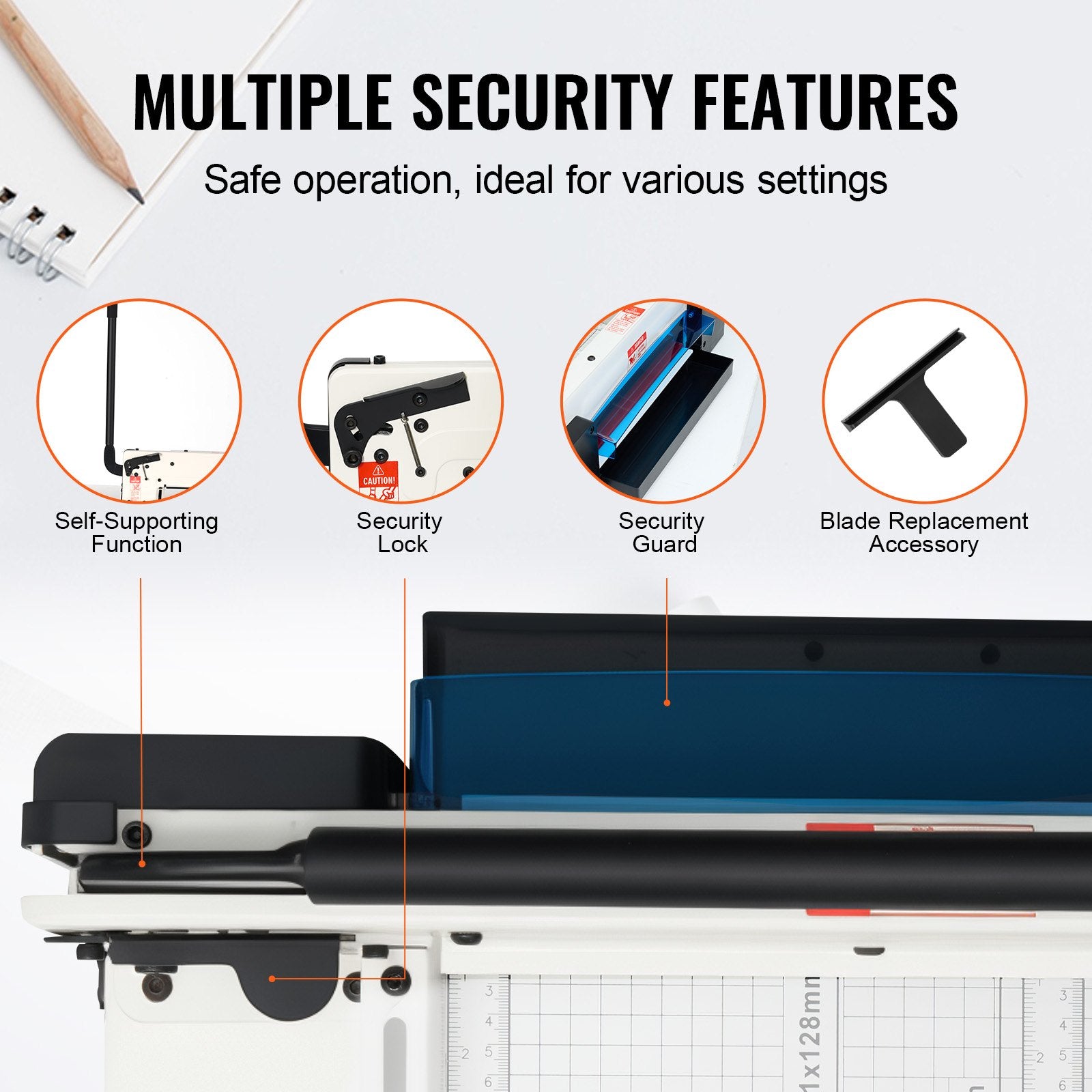Heavy Duty 304.8mm Guillotine Paper Cutter A4 400 Sheet Capacity Steel Base