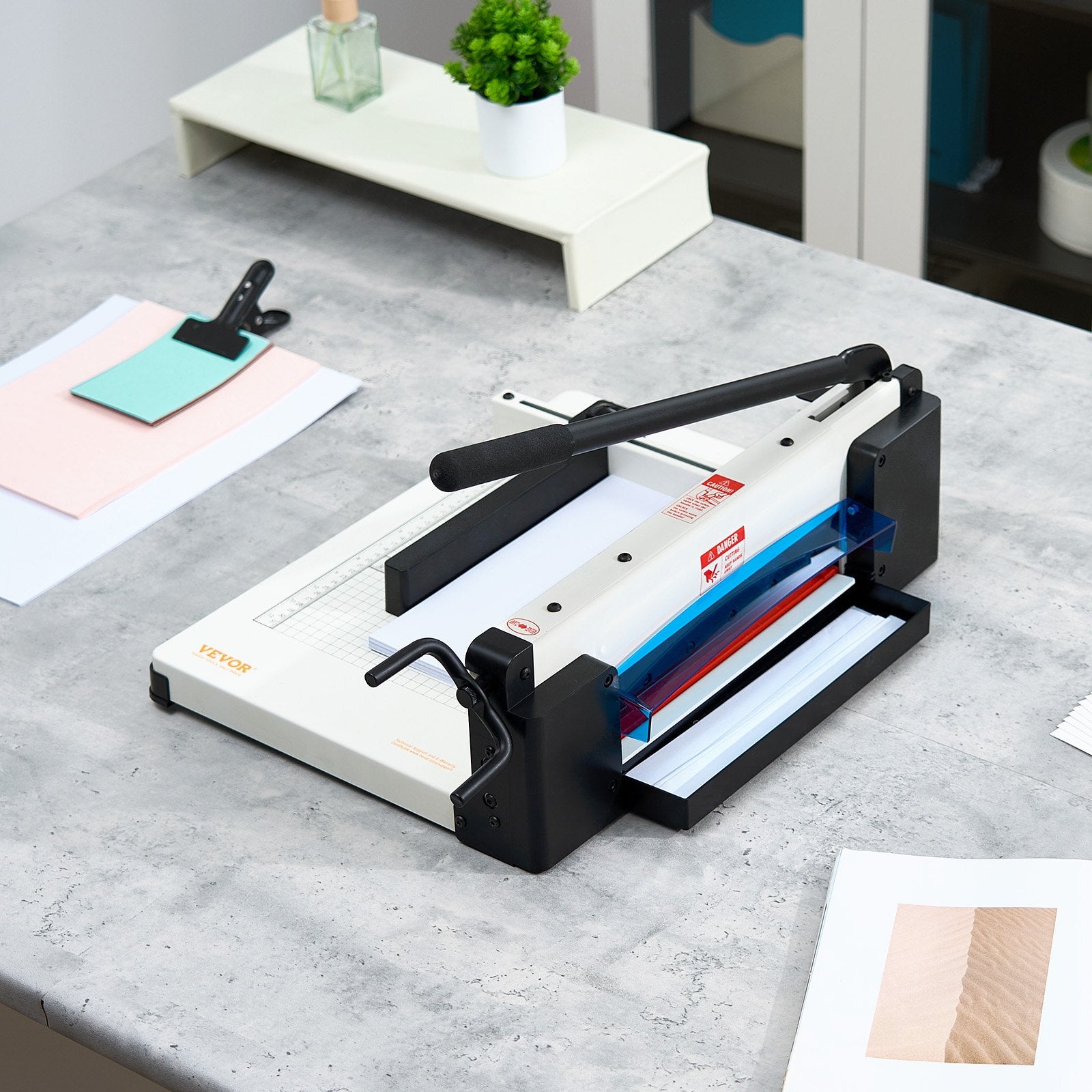Heavy Duty 304.8mm Guillotine Paper Cutter A4 400 Sheet Capacity Steel Base