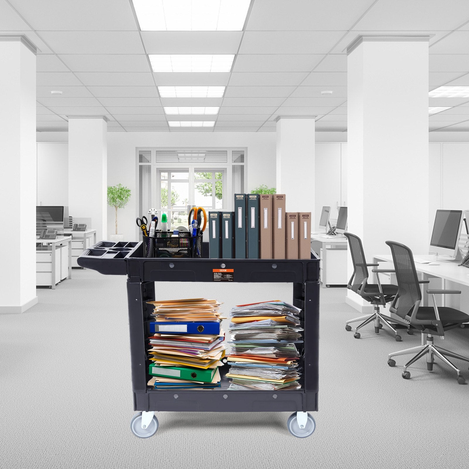 Utility Service Cart 2-Shelf 550lbs Heavy Duty Rolling Cart with Swivel Wheels
