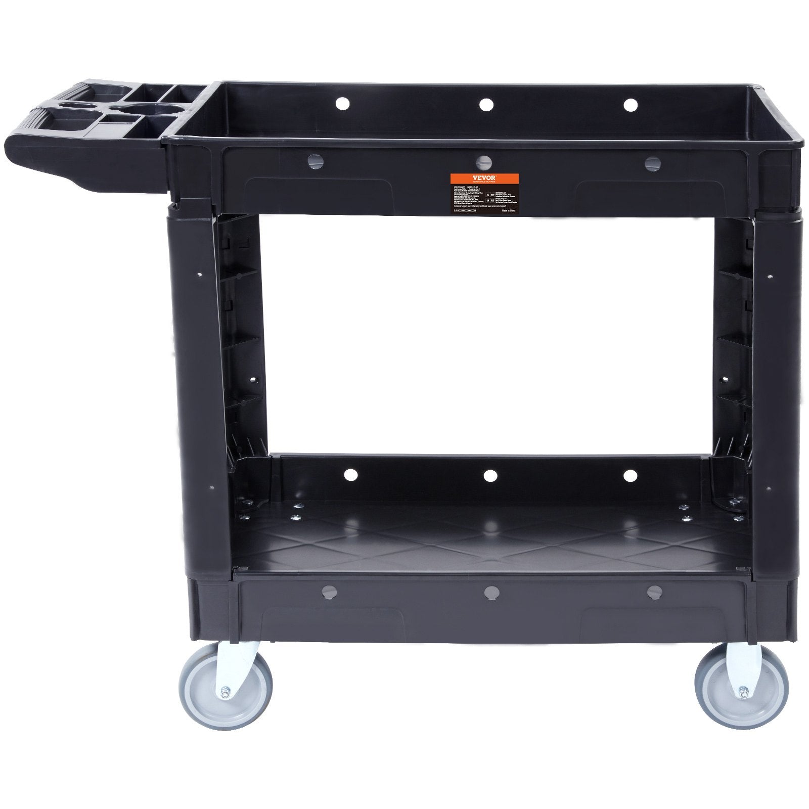Utility Service Cart 2-Shelf 550lbs Heavy Duty Rolling Cart with Swivel Wheels