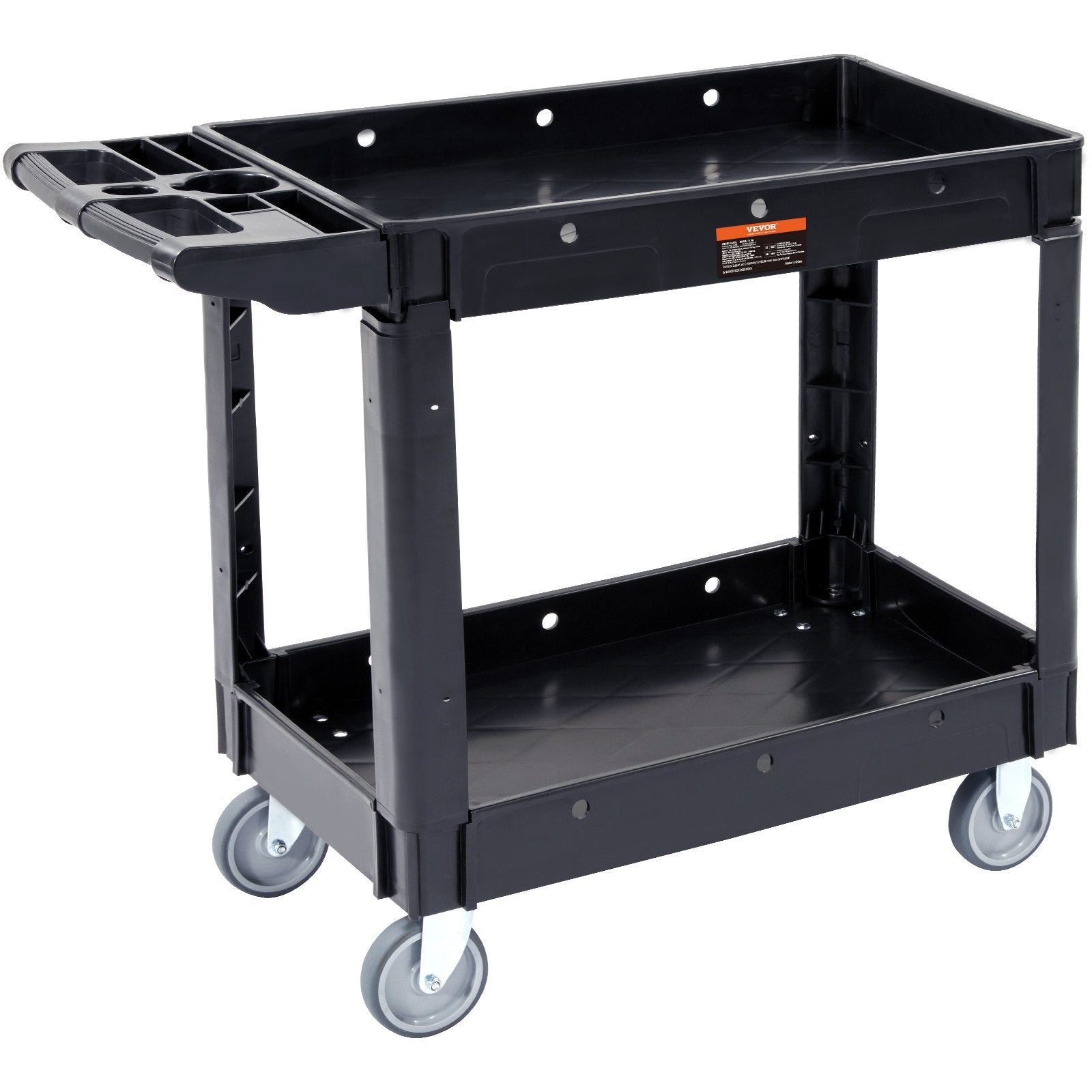 Utility Service Cart 2-Shelf 550lbs Heavy Duty Rolling Cart with Swivel Wheels