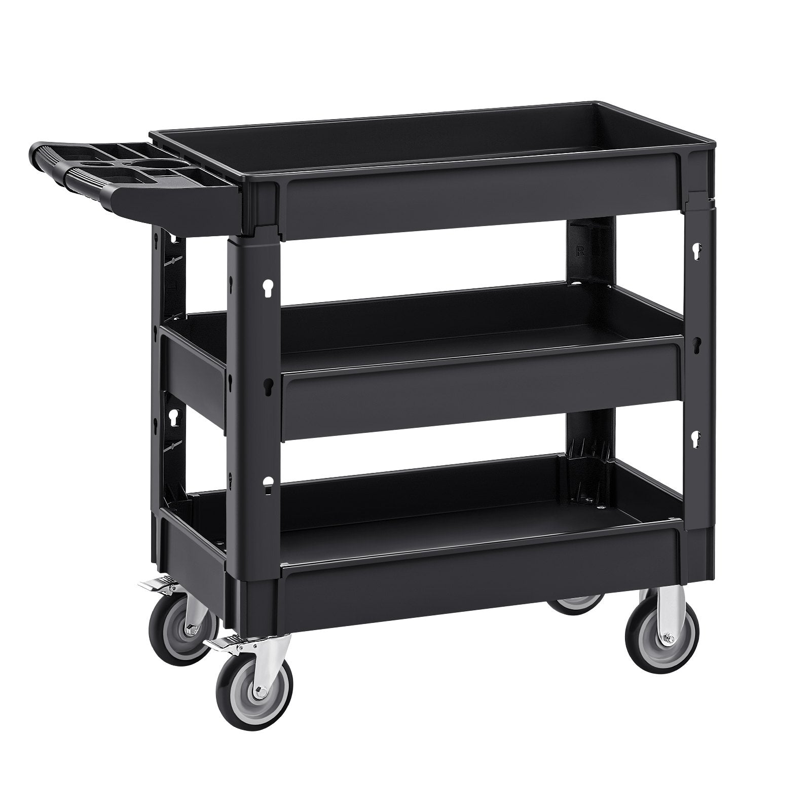 Utility Service Cart 3-Shelf 550lbs Heavy Duty Rolling Cart with Swivel Wheels