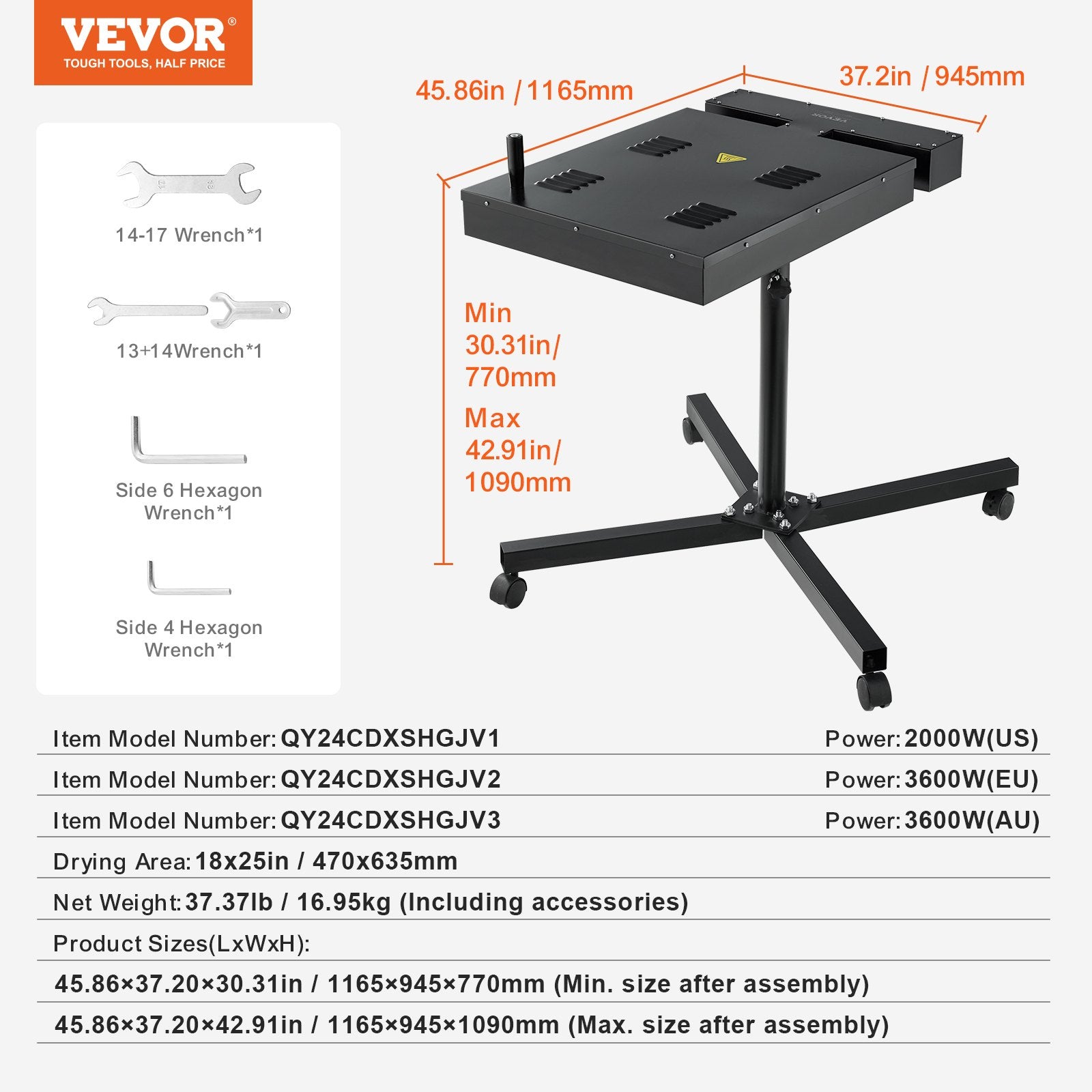 Flash Dryer 18x25in Screen Printing High Power w/Adjustable Stand 360° X-Base