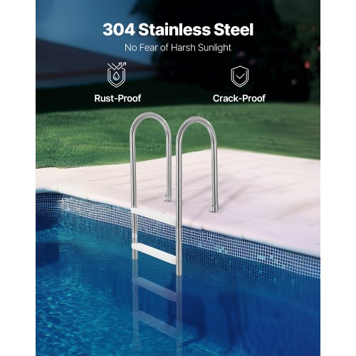Swimming Pool Ladder 4 Step Stainless Steel Double Handrails with 120 kg Load