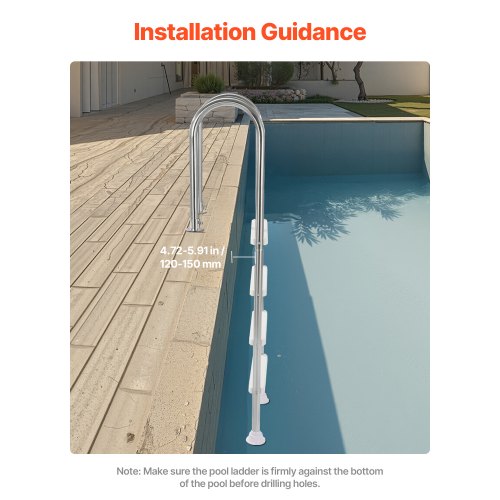 Swimming Pool Ladder 4 Step Stainless Steel Double Handrails with 120 kg Load