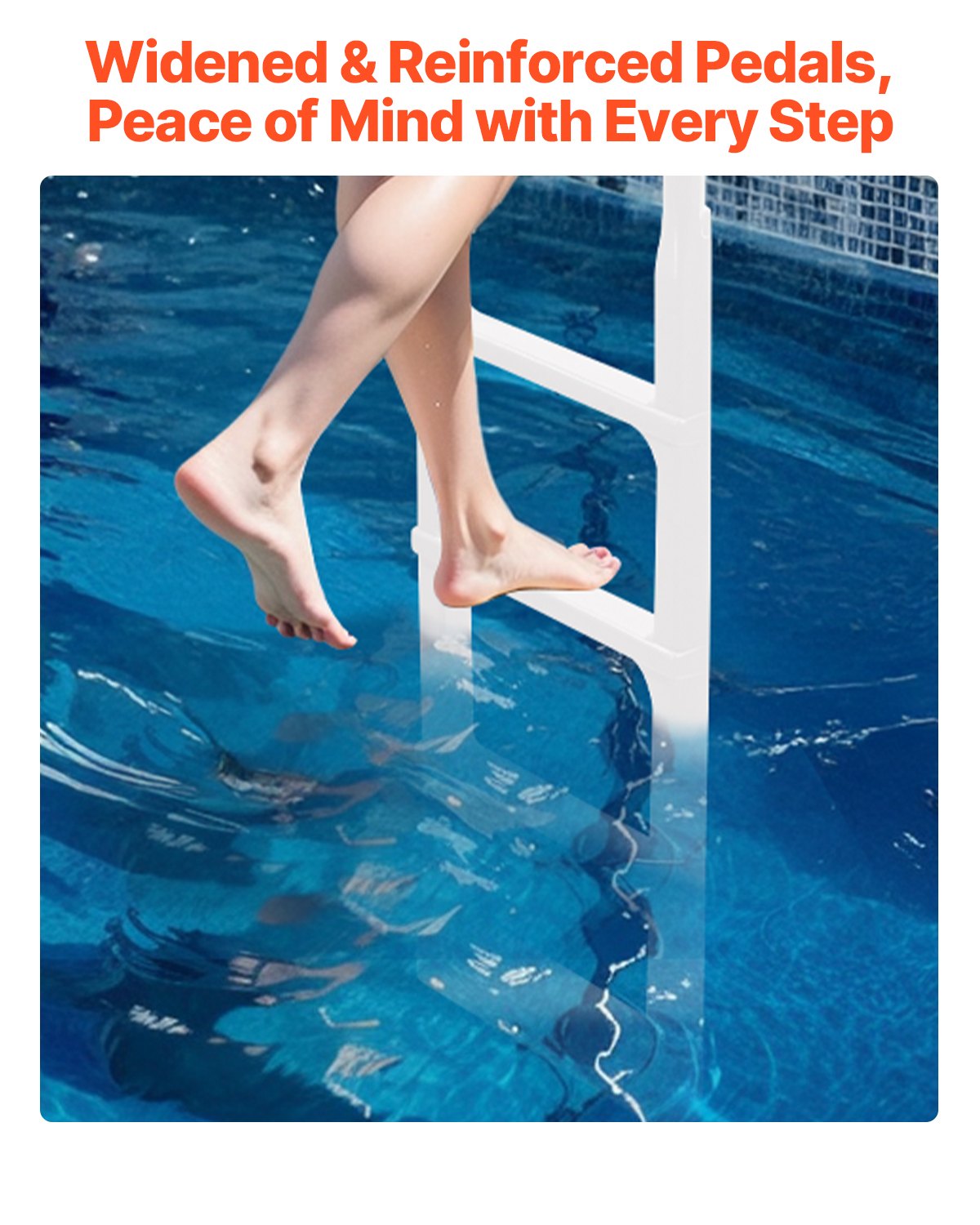 Swimming Pool Ladder 4-Step Double Handrails Non-Slip 136kg for In/Above-Ground