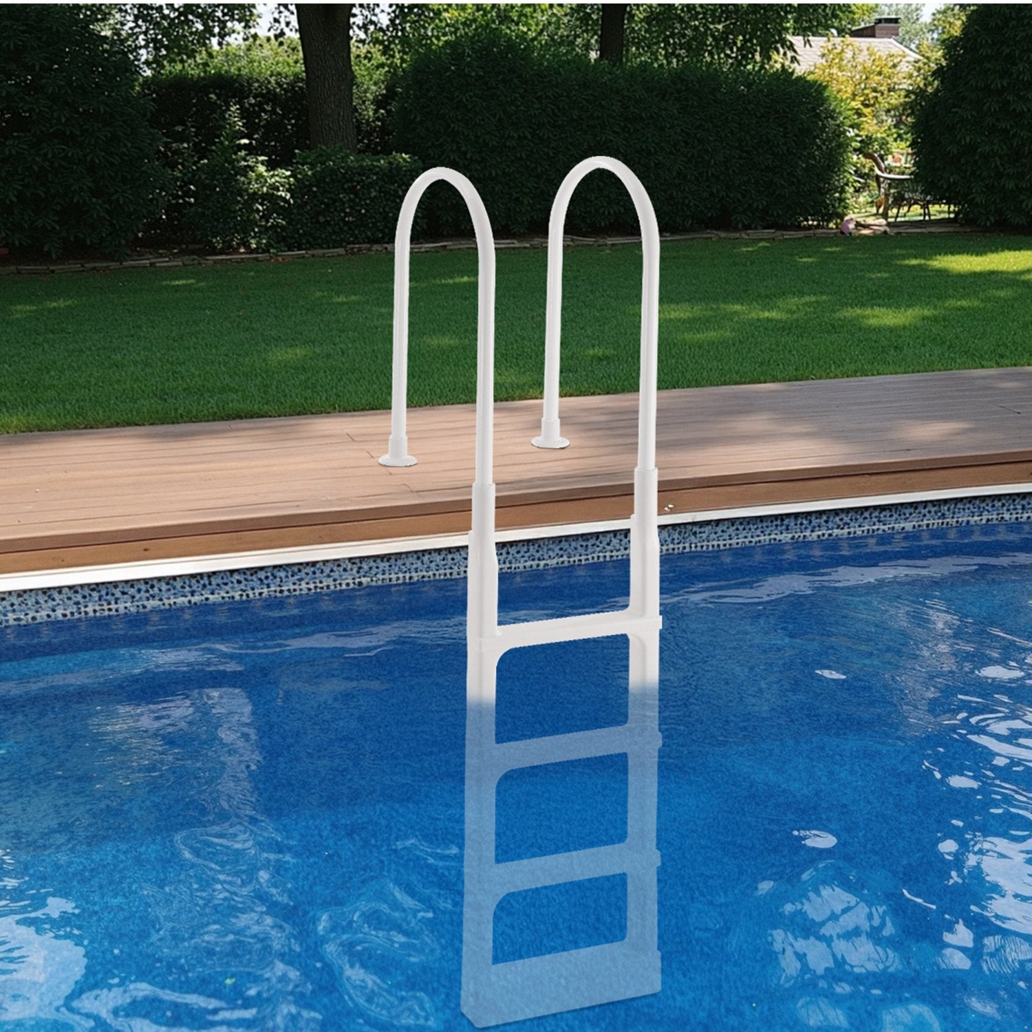 Swimming Pool Ladder 4-Step Double Handrails Non-Slip 136kg for In/Above-Ground