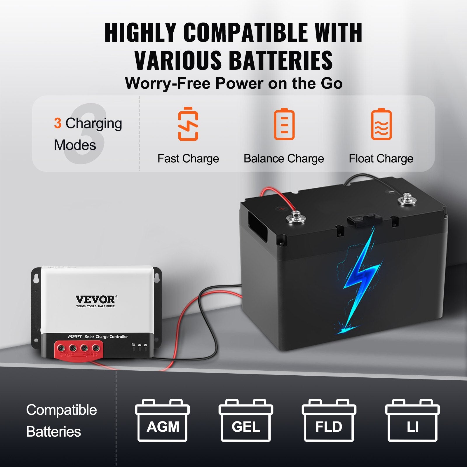 30A MPPT Solar Charge Controller Auto DC Input Regulator Charger with Bluetooth